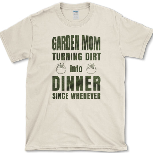 Garden Mom design featuring tomato artwork on a t-shirt
