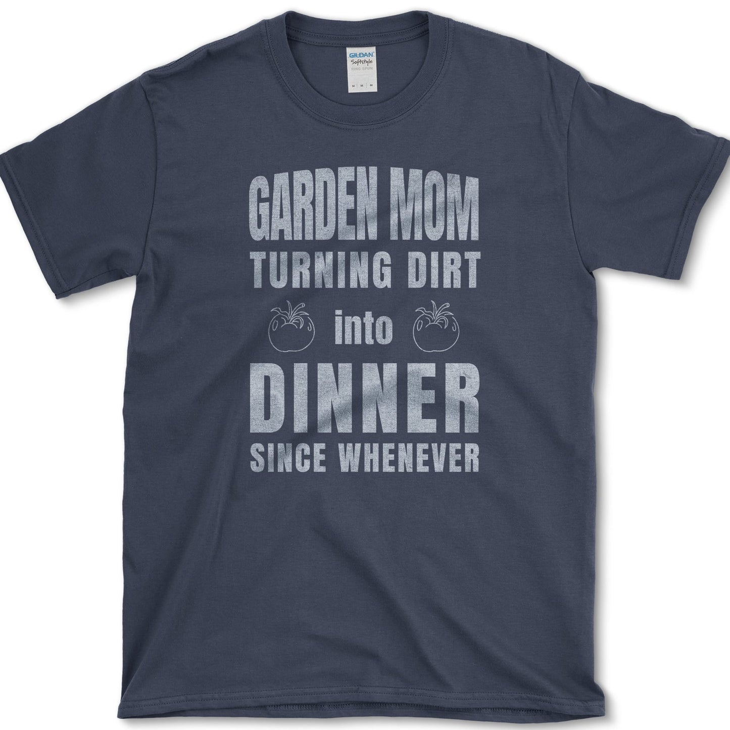 Garden Mom design featuring tomato artwork on a t-shirt