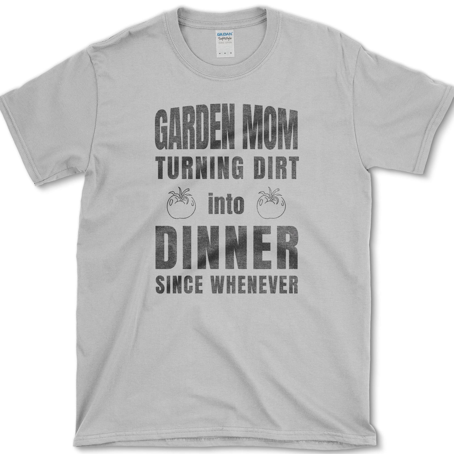 Garden Mom design featuring tomato artwork on a t-shirt
