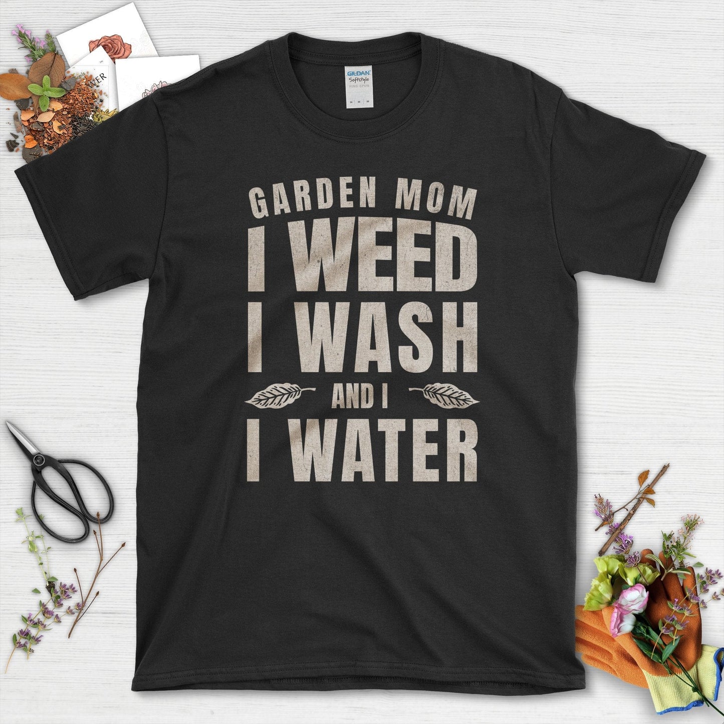 Garden Mom Water Weed Wash T-Shirt Black / S / T-Shirts Physical Item