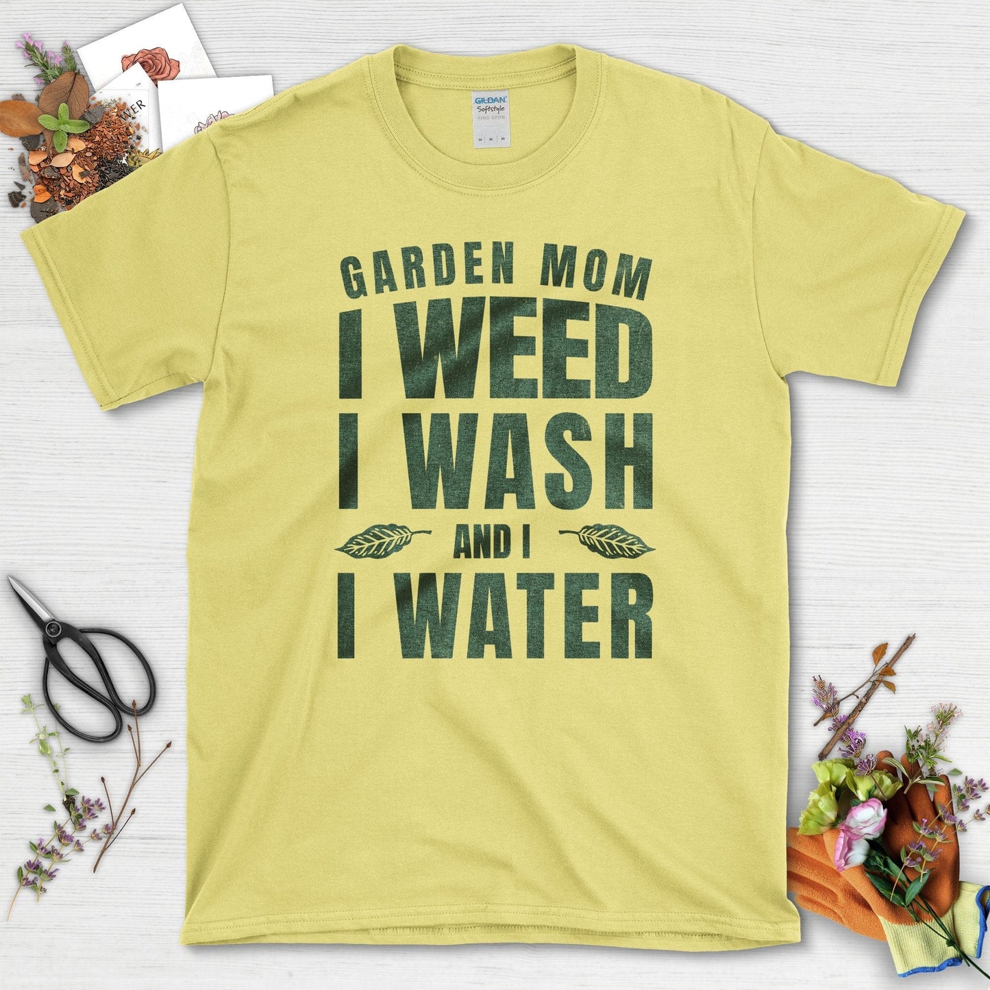 Garden Mom Water Weed Wash T-Shirt Cornsilk / S / T-Shirts Physical Item