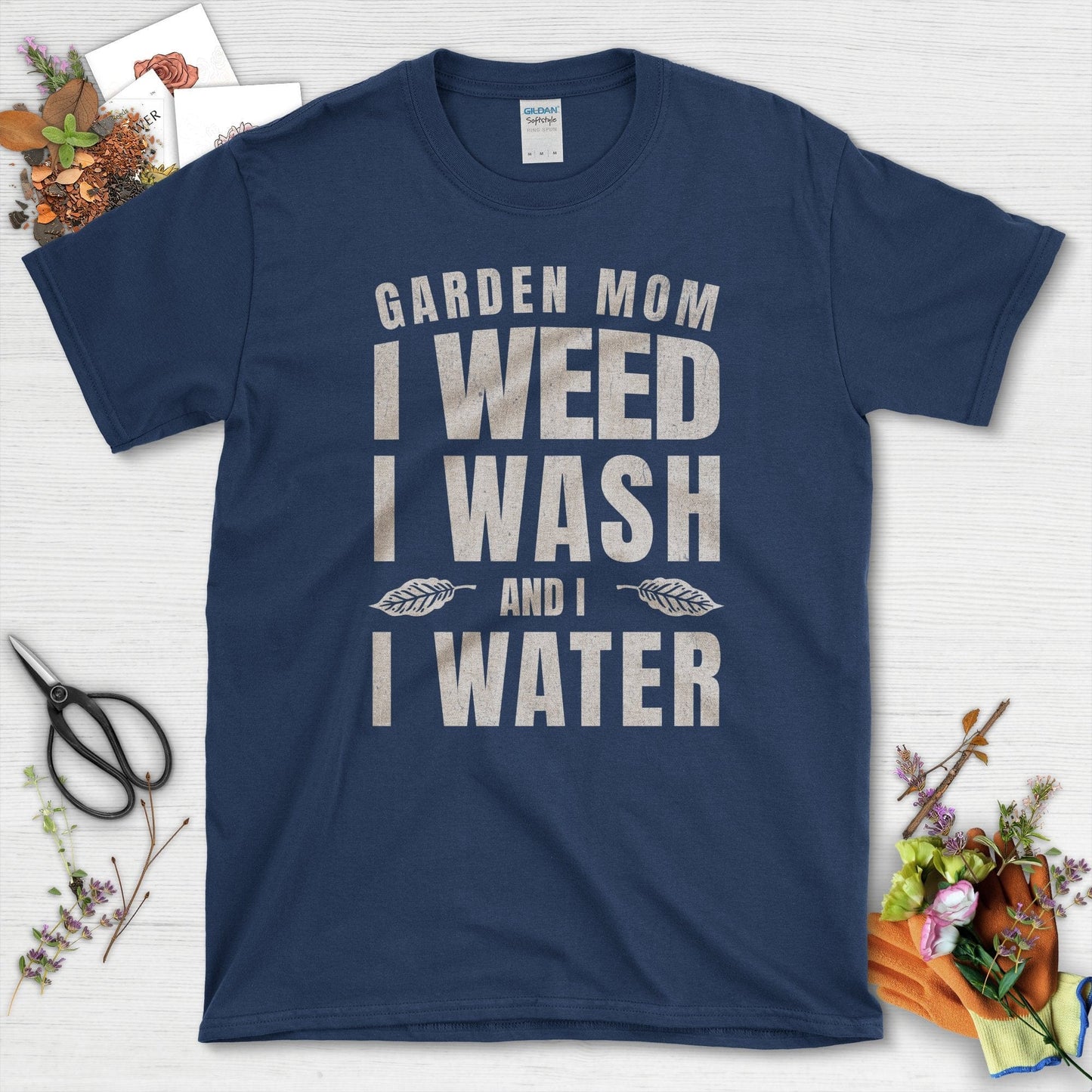 Garden Mom Water Weed Wash T-Shirt Navy / S / T-Shirts Physical Item