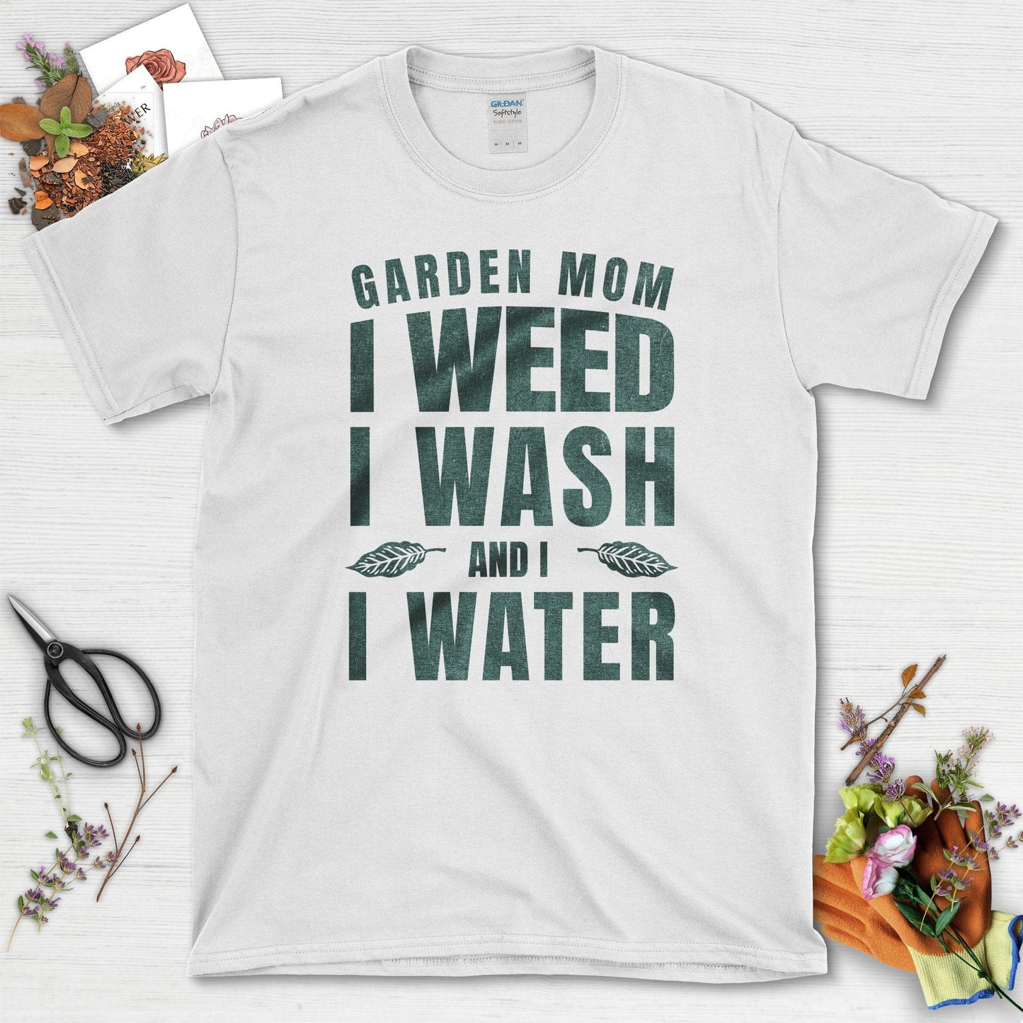 Garden Mom Water Weed Wash T-Shirt White / S / T-Shirts Physical Item