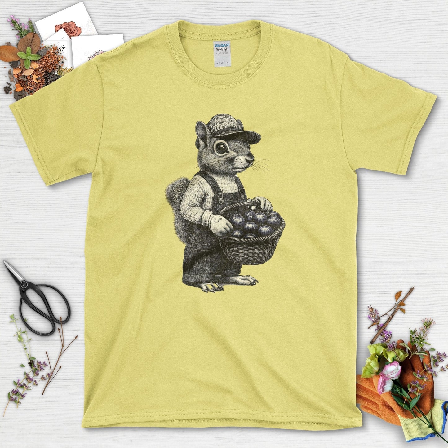 Garden Squirrel & Heirlooms T-Shirt Cornsilk / S T-Shirt