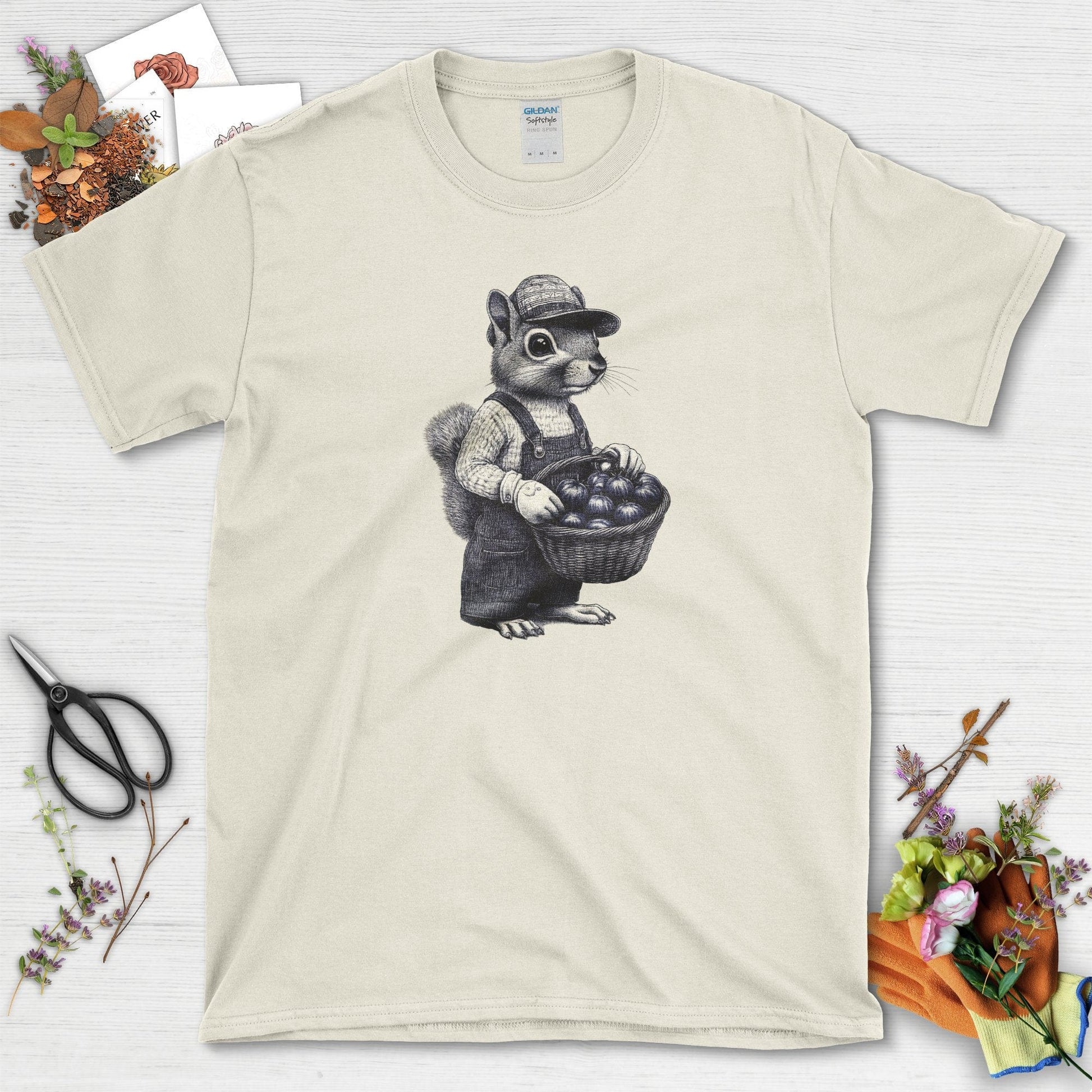 Garden Squirrel & Heirlooms T-Shirt Natural / S T-Shirt