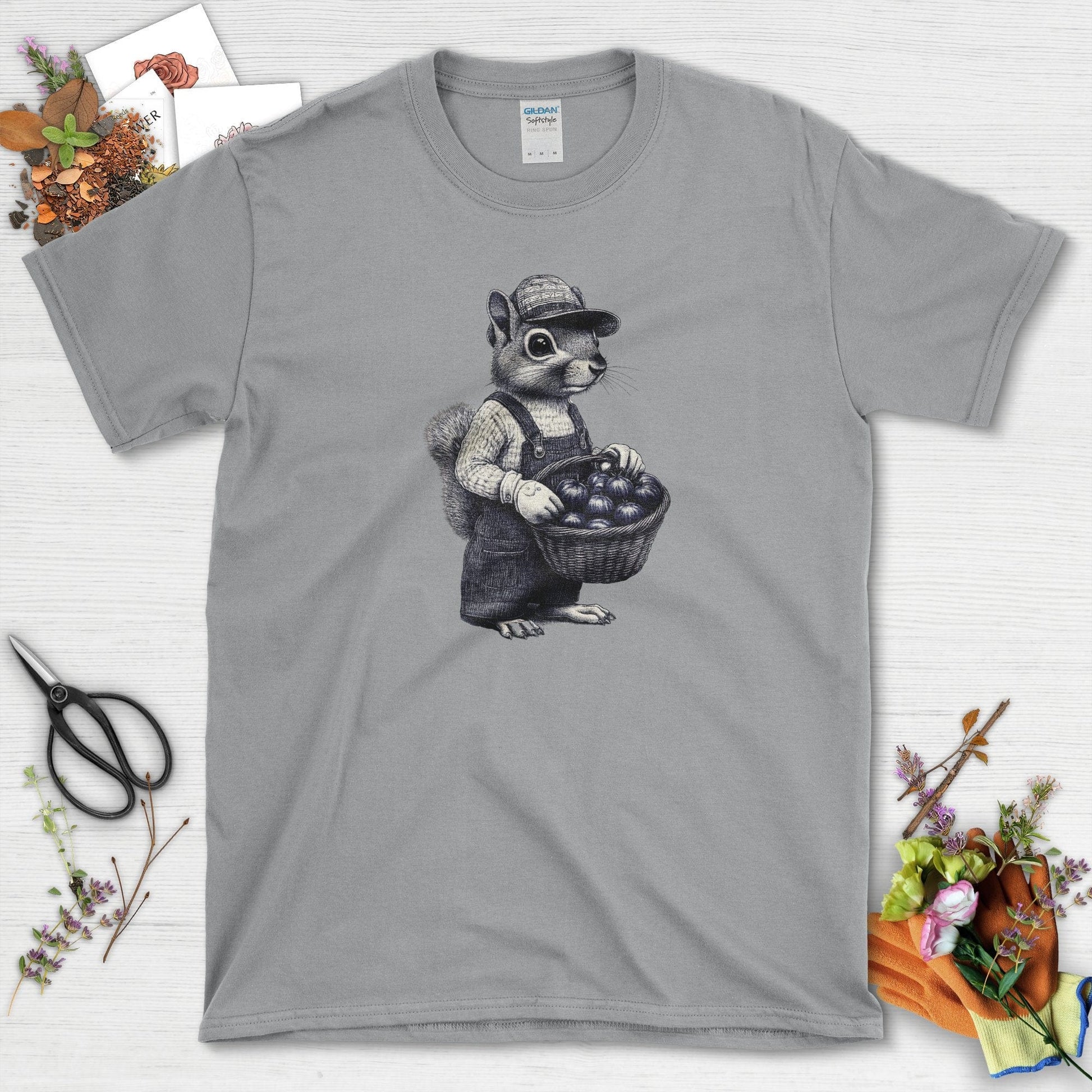 Garden Squirrel & Heirlooms T-Shirt Sport Grey / S T-Shirt