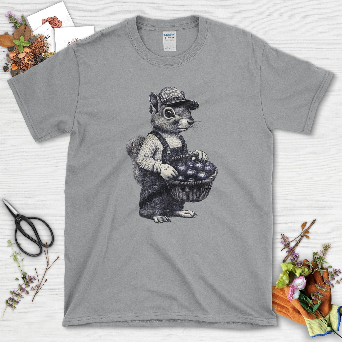 Garden Squirrel & Heirlooms T-Shirt Sport Grey / S T-Shirt