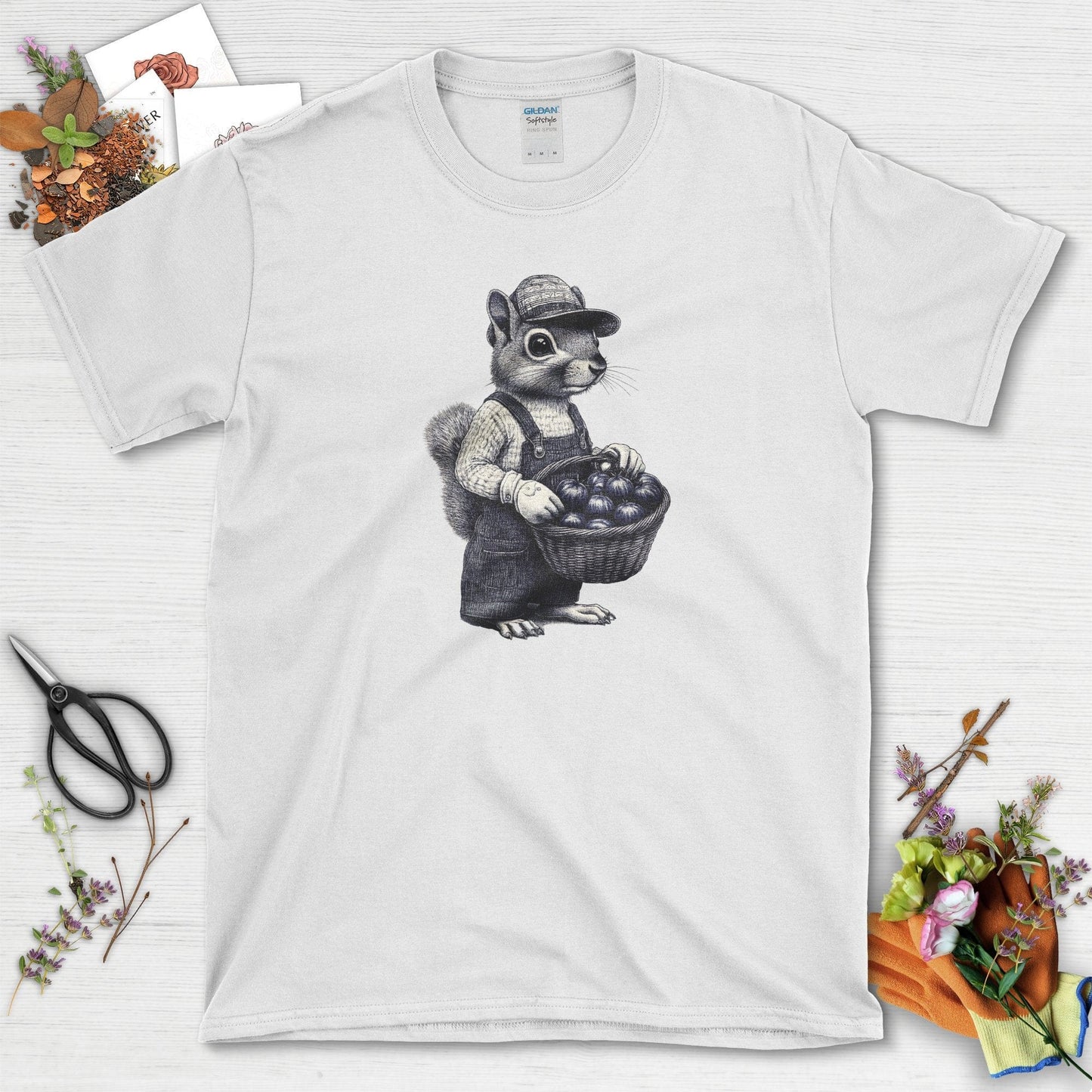 Garden Squirrel & Heirlooms T-Shirt White / S T-Shirt