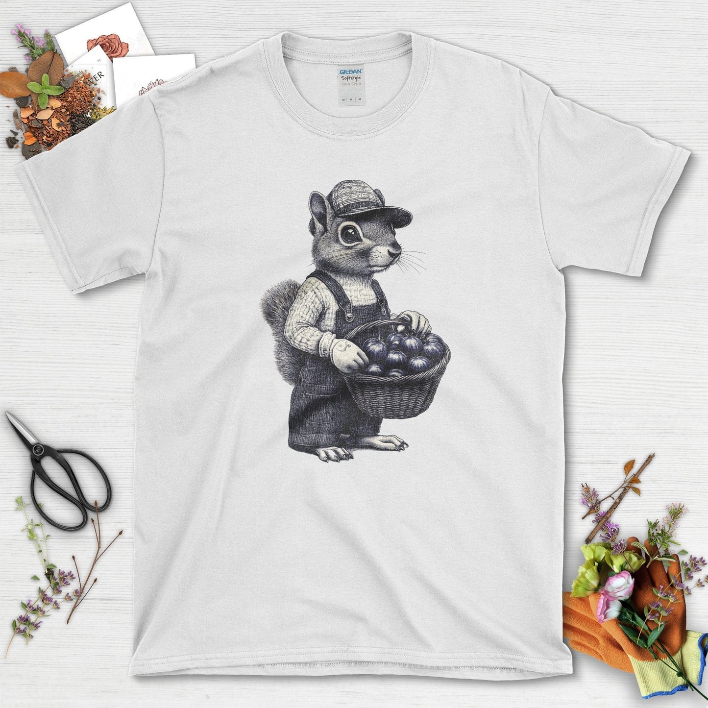 Garden Squirrel & Heirlooms T-Shirt White / S T-Shirt