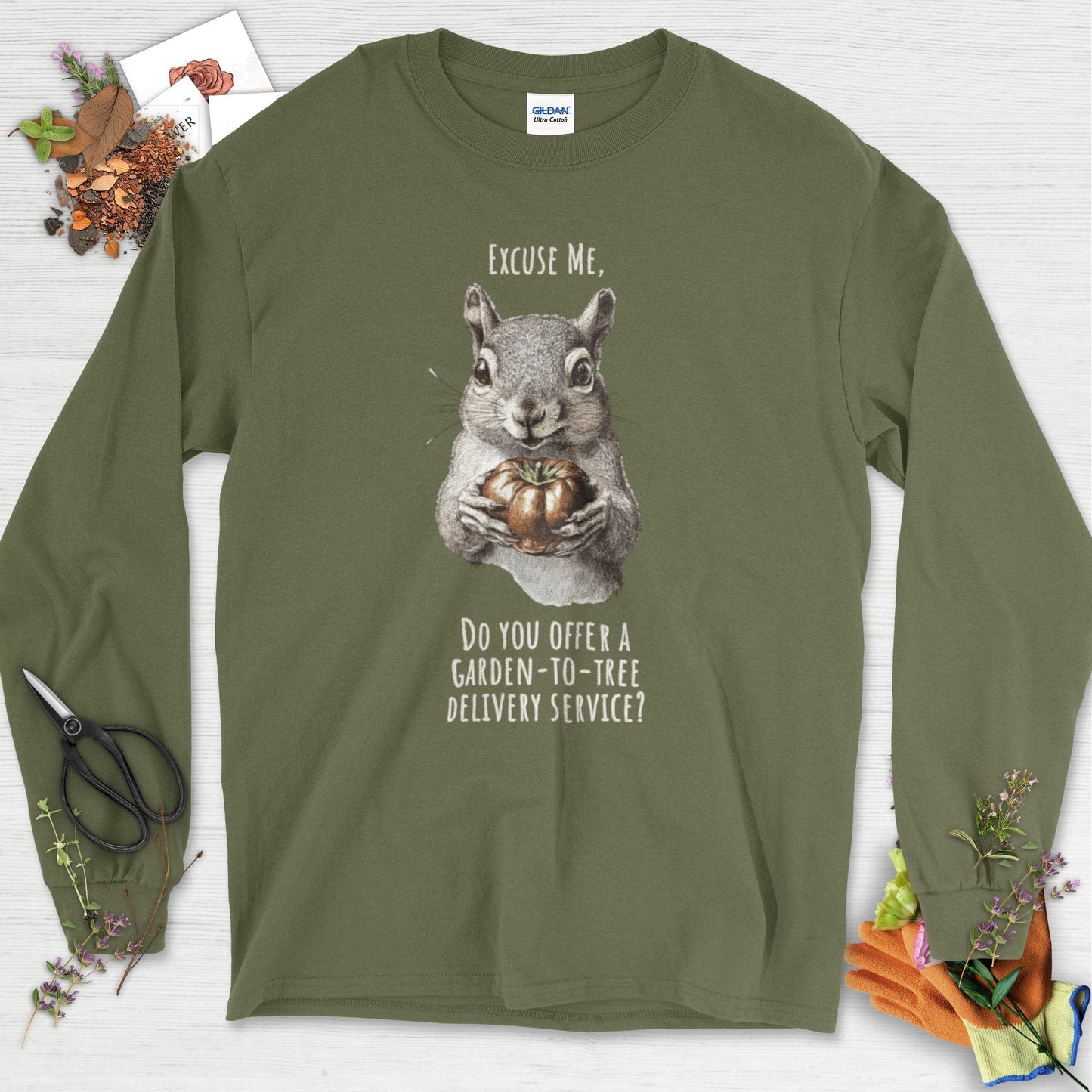 Garden to Tree Delivery Long Sleeve Military Green / S Physical Item