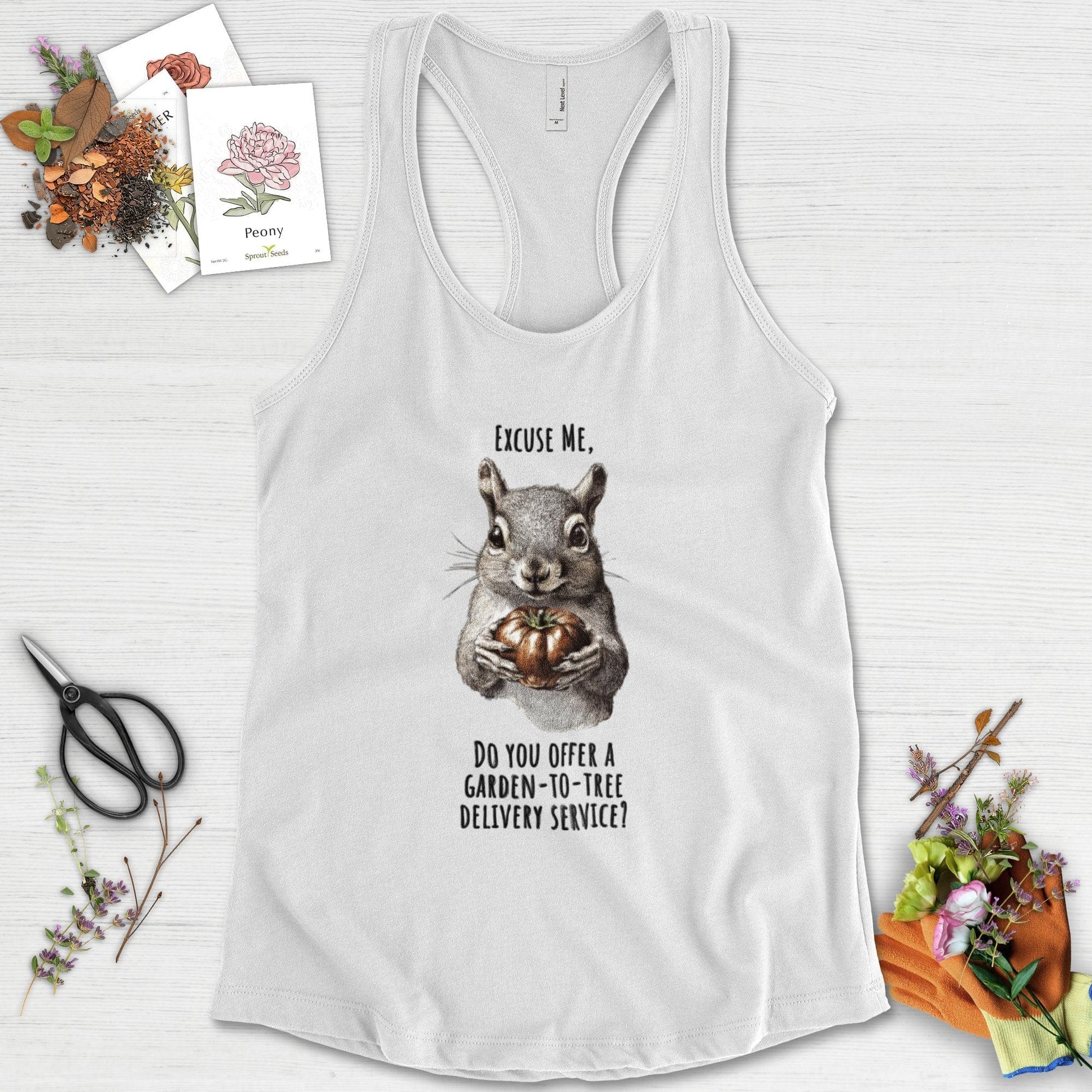 Garden to Tree Delivery Racerback Racerback / XS / White Physical Item