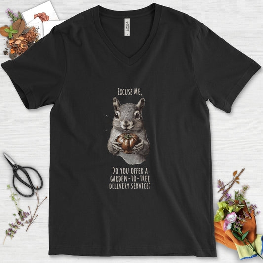 Garden to Tree Delivery V-Neck Black / S T-Shirt