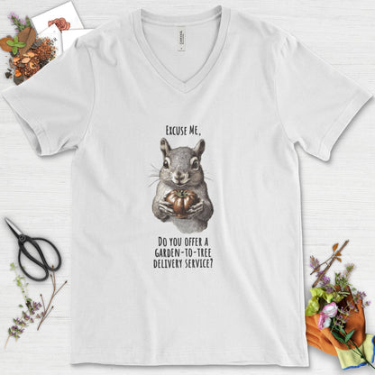Garden to Tree Delivery V-Neck White / S T-Shirt