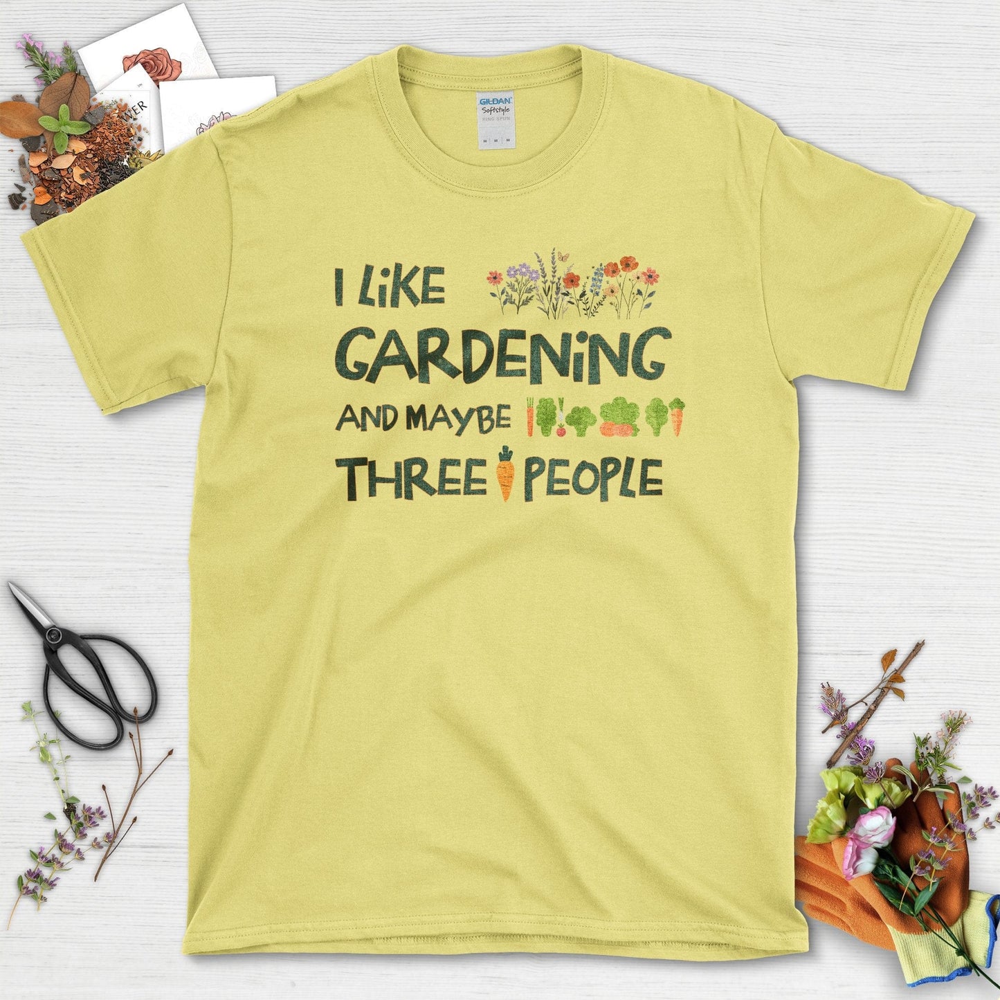 Gardening and Three People T-Shirt Cornsilk / S T-Shirt