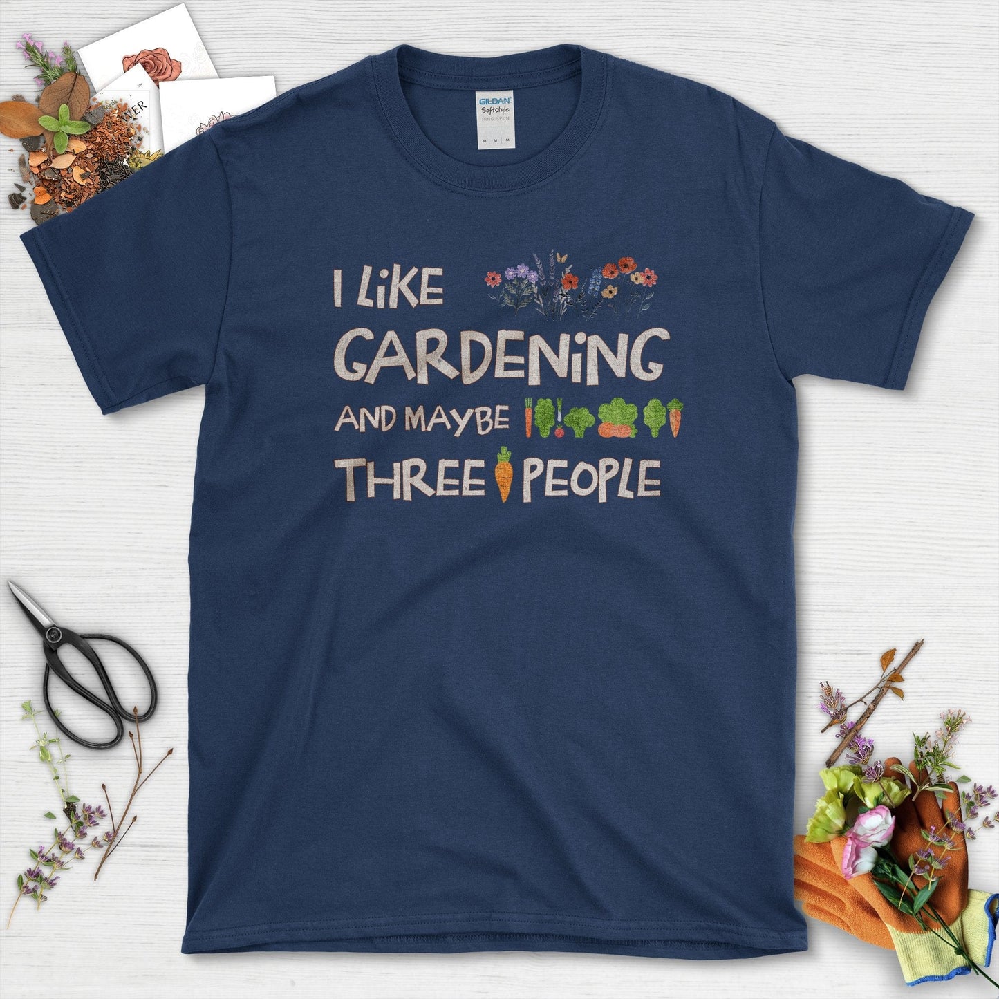 Gardening and Three People T-Shirt Navy / S T-Shirt