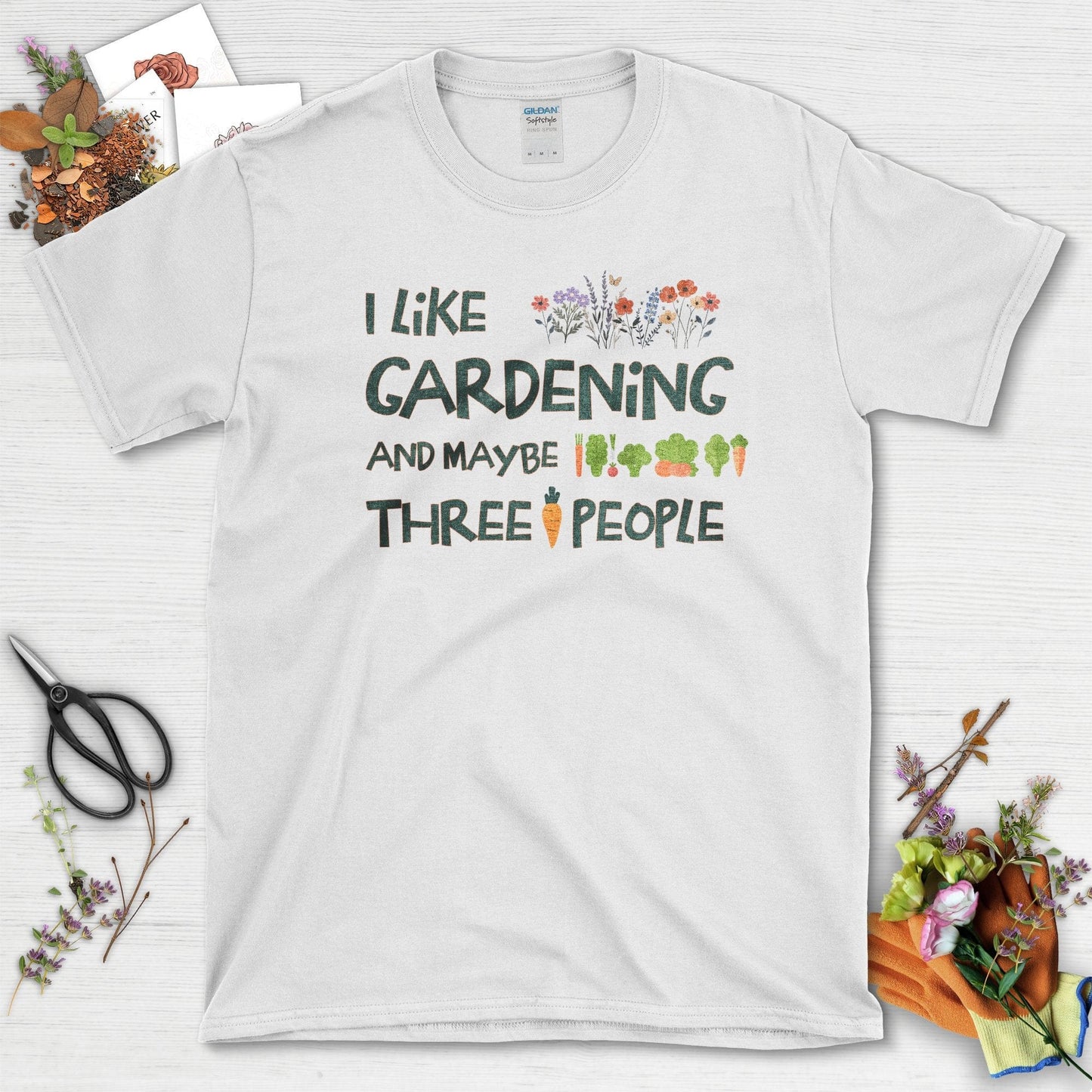 Gardening and Three People T-Shirt White / S T-Shirt