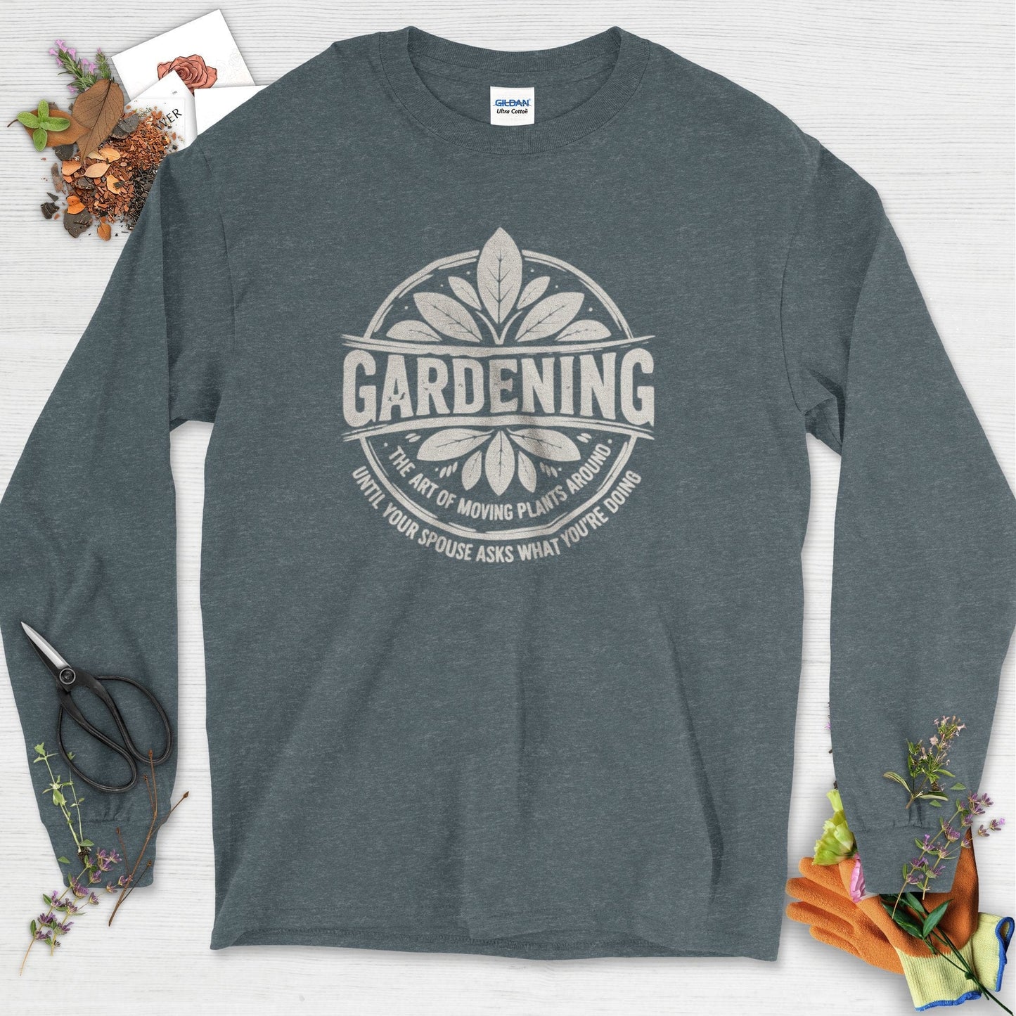 Gardening Art of Moving Plants Long Sleeve Dark Heather / S T-Shirt