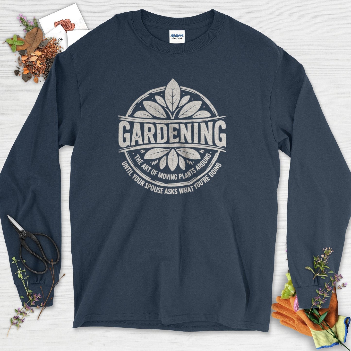 Gardening Art of Moving Plants Long Sleeve Navy / S T-Shirt
