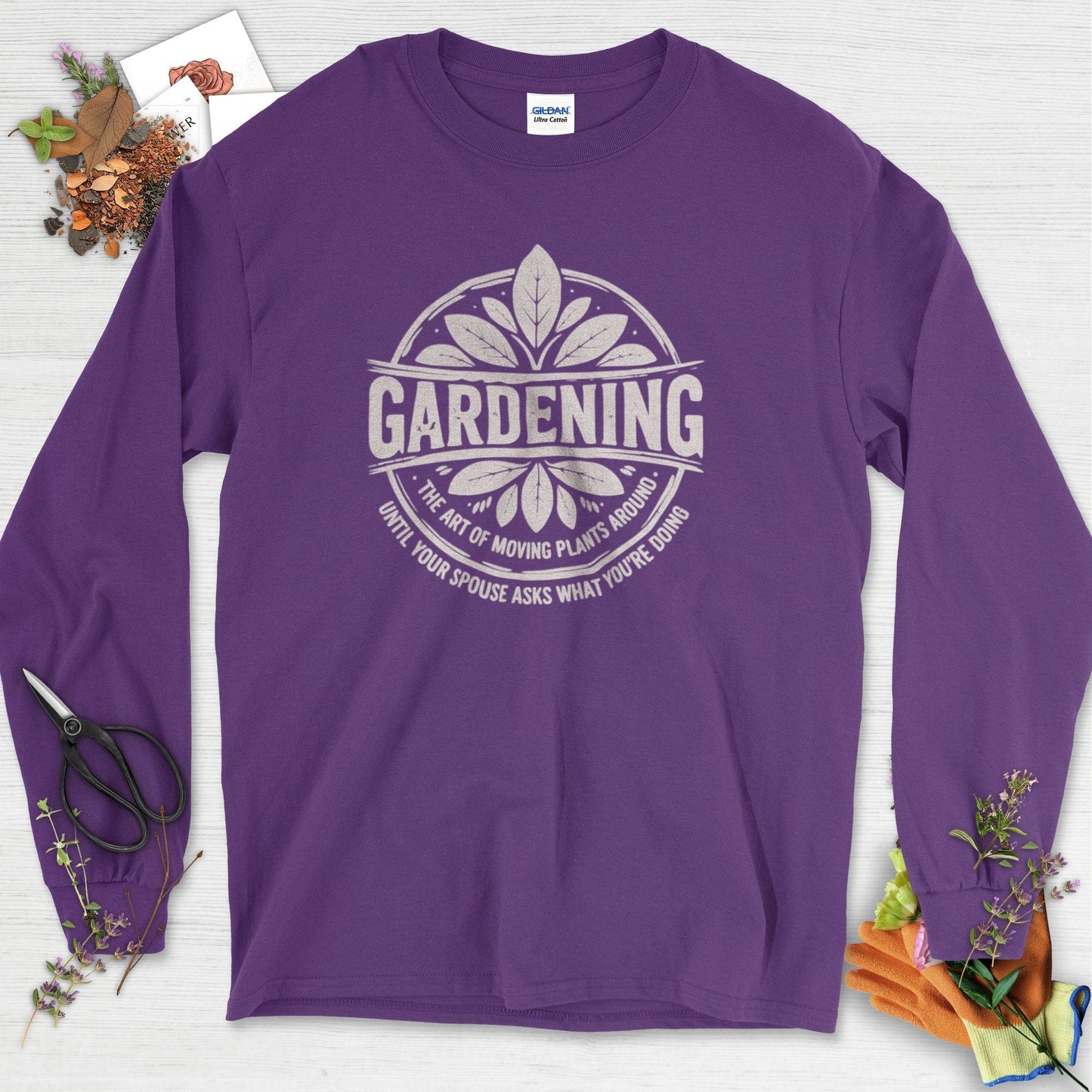 Gardening Art of Moving Plants Long Sleeve Purple / S T-Shirt