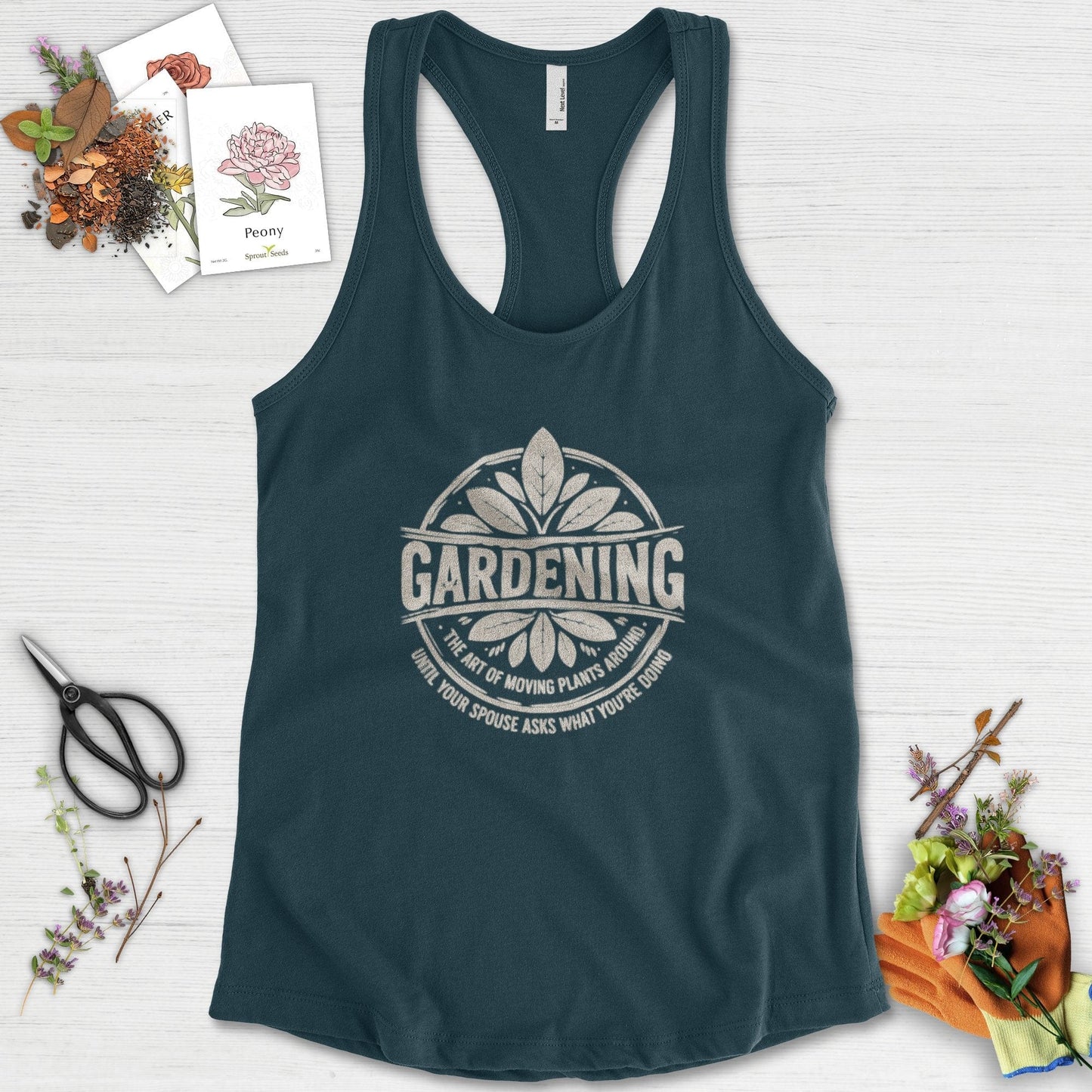 Gardening Art of Moving Plants Racerback Racerback / XS / Midnight Navy Physical Item