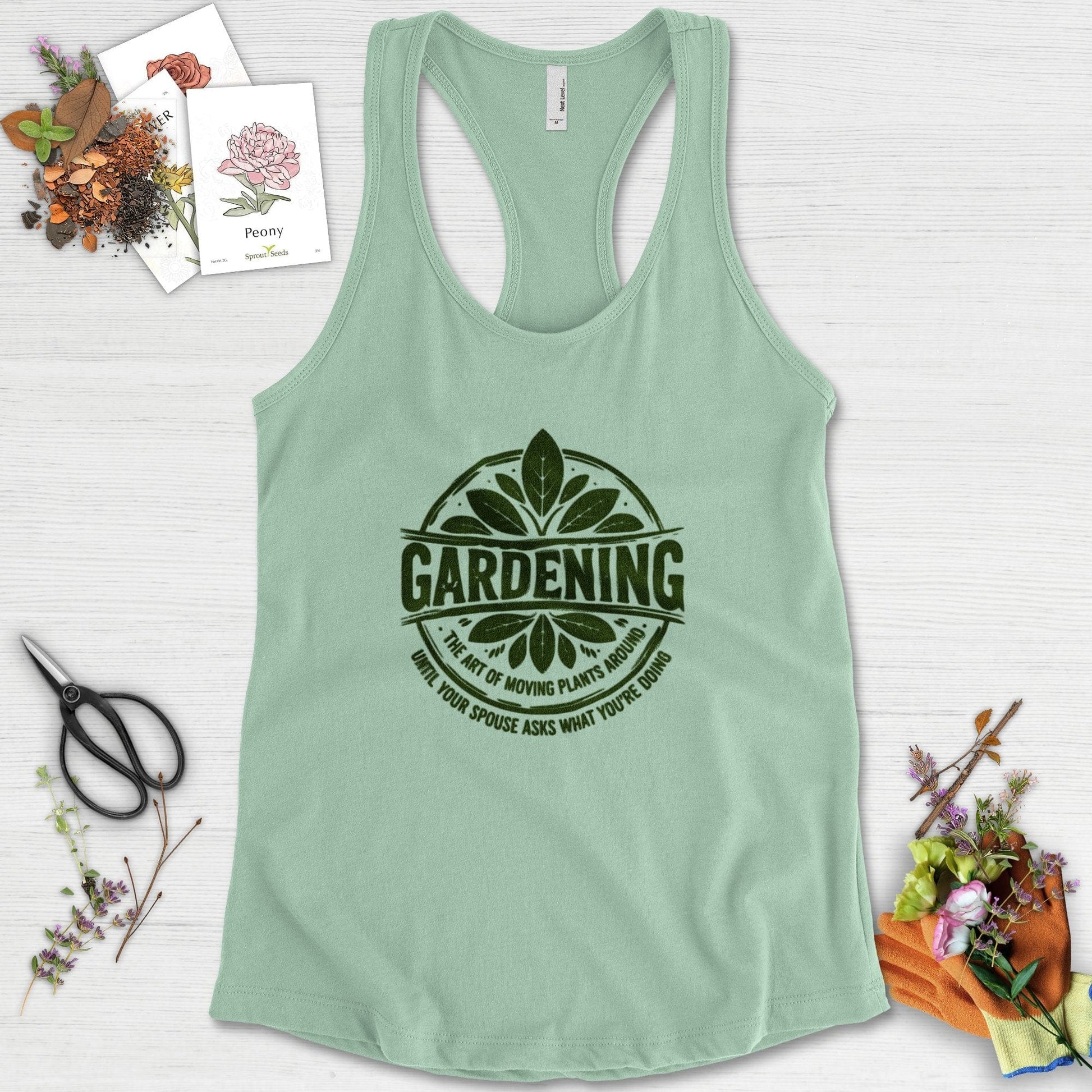 Gardening Art of Moving Plants Racerback Racerback / XS / Mint Physical Item
