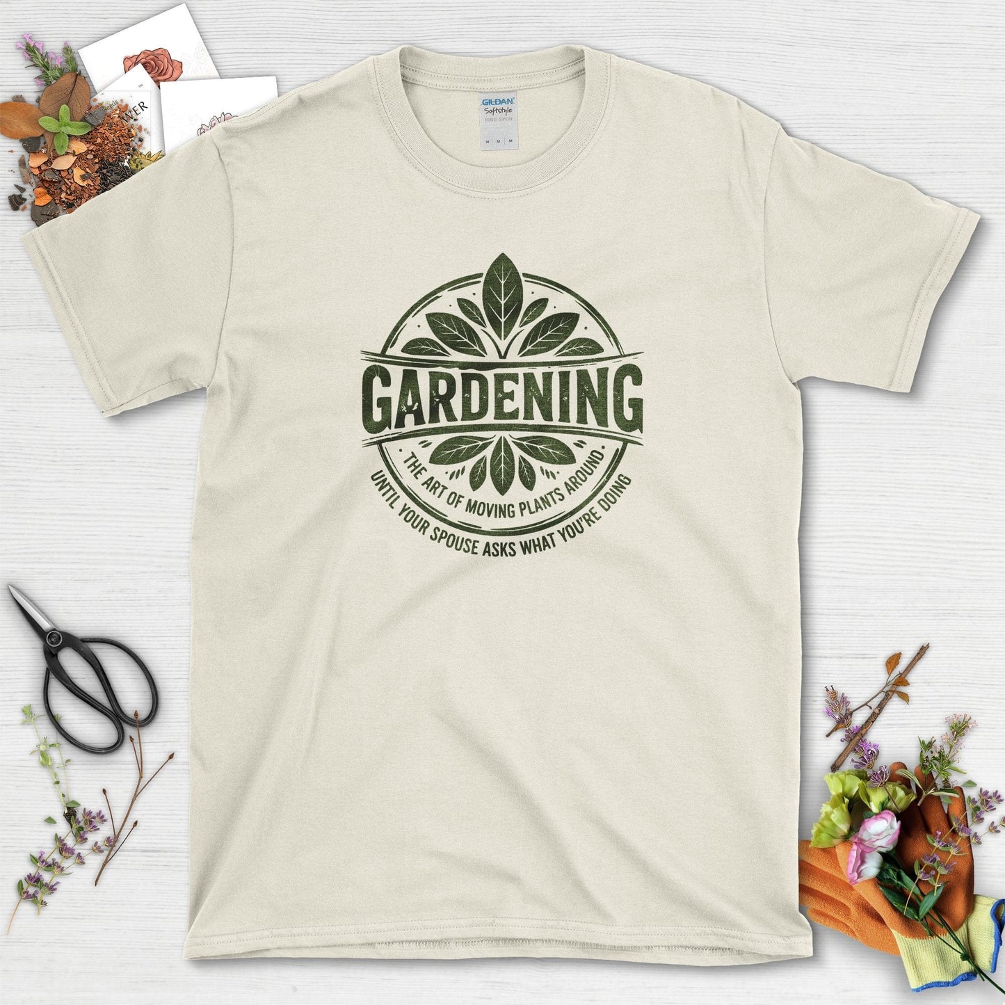 Gardening Art of Moving Plants T-Shirt Natural / S Physical Item