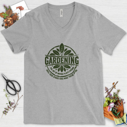 Gardening Art of Moving Plants V-Neck Athletic Heather / S Physical Item