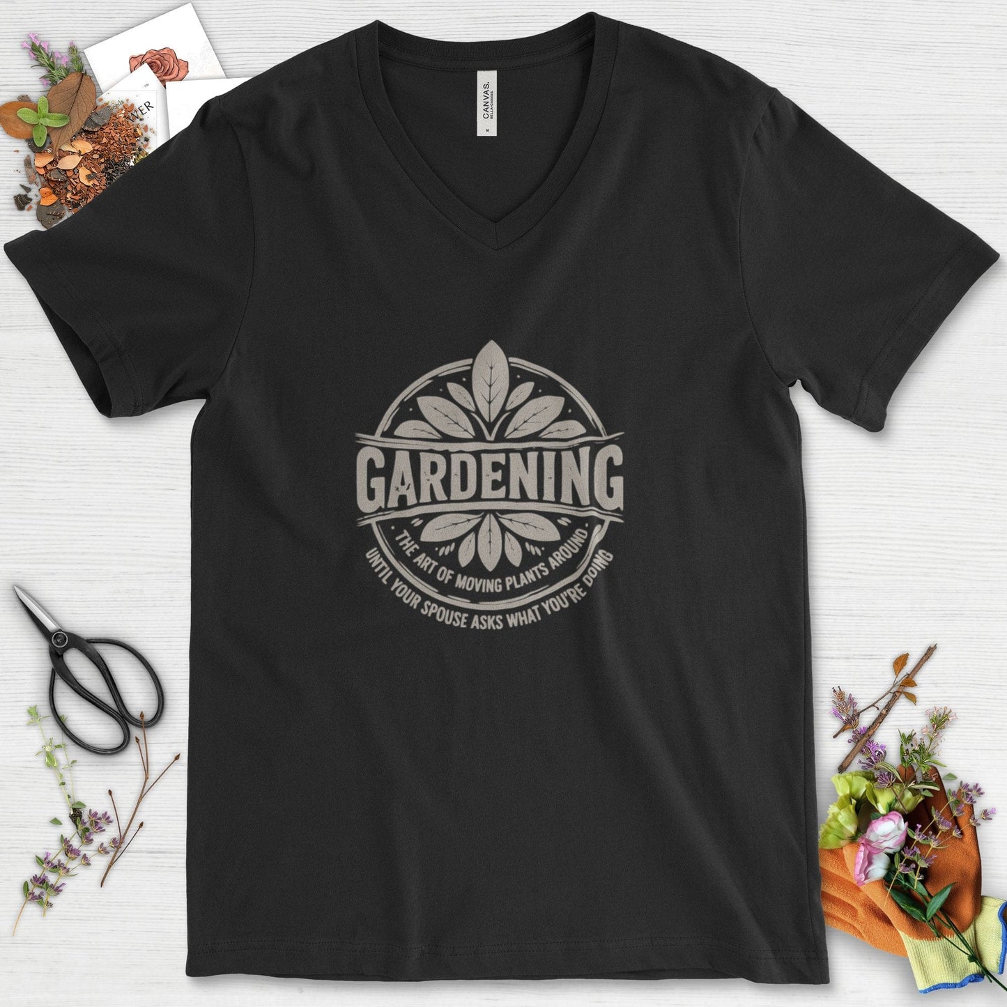 Gardening Art of Moving Plants V-Neck Black / S Physical Item