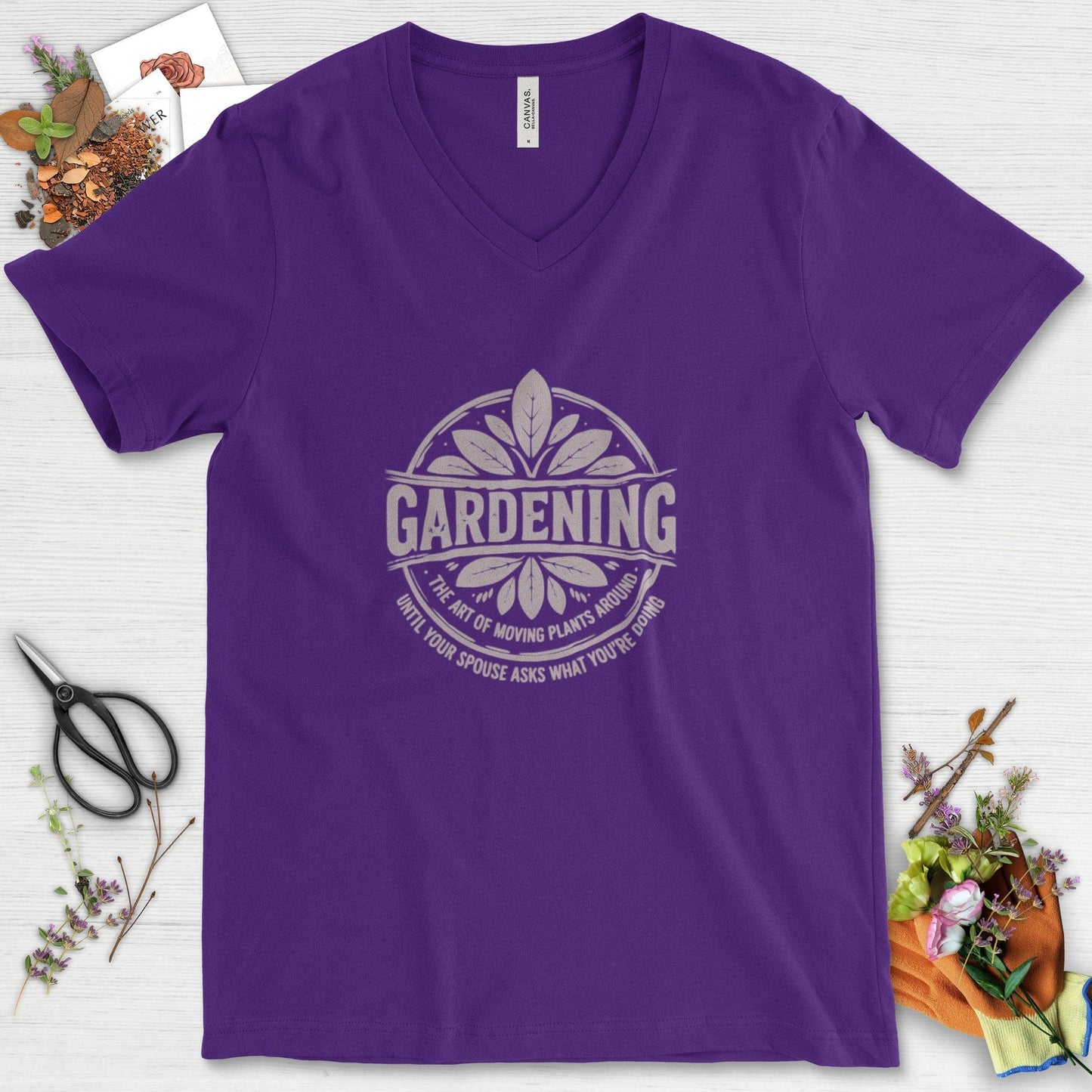 Gardening Art of Moving Plants V-Neck Team Purple / S Physical Item