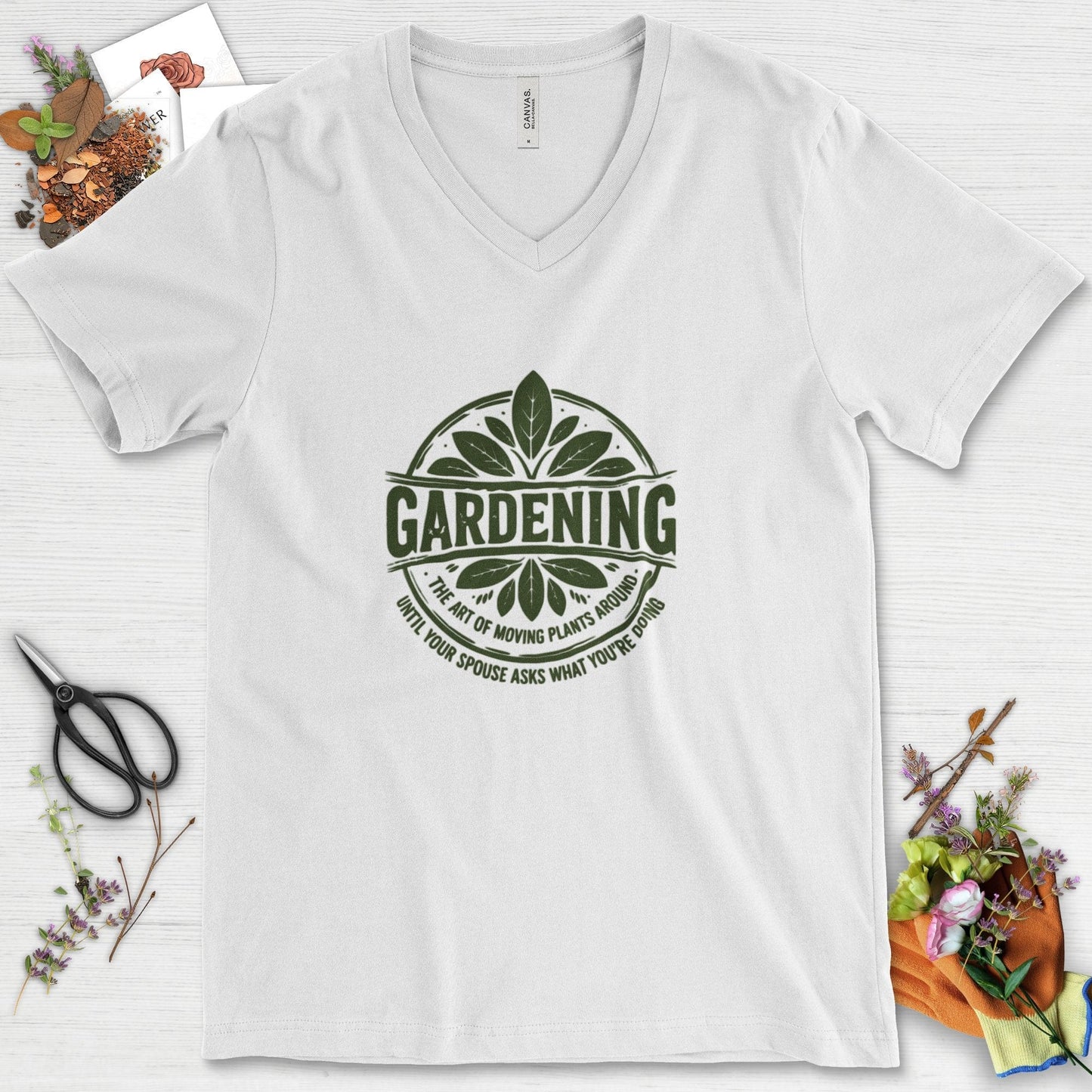 Gardening Art of Moving Plants V-Neck White / S Physical Item