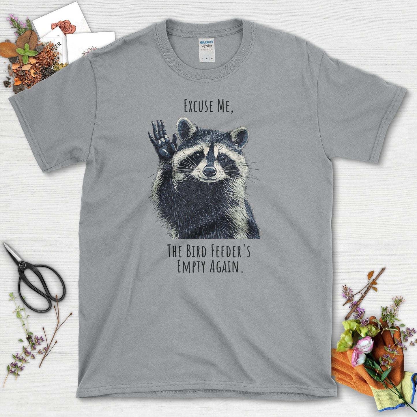 Gardening Enthusiasts Raccoon Graphic T-Shirts T-Shirts / Sport Grey / S Physical Item