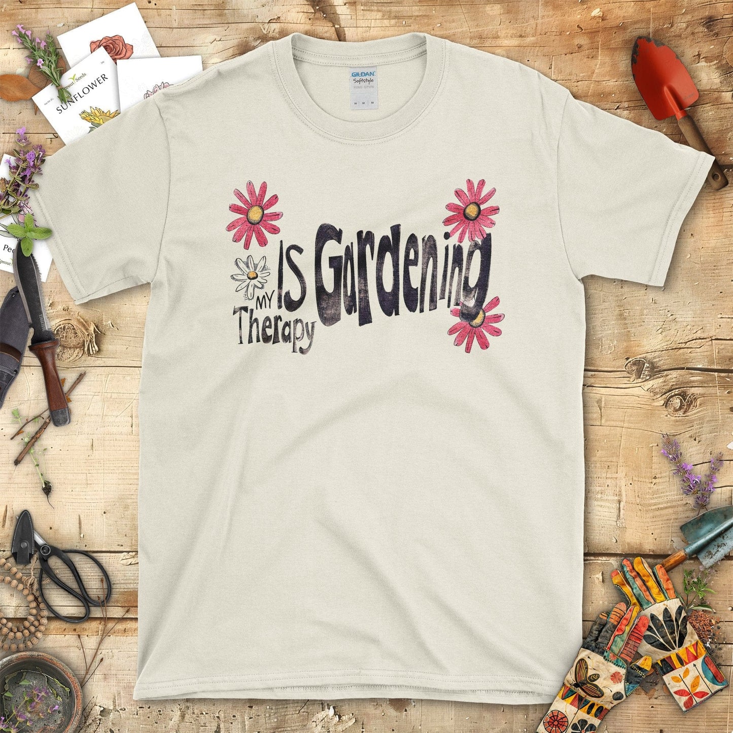 Gardening Is My Therapy Graphic T-Shirt Natural / S T-Shirt