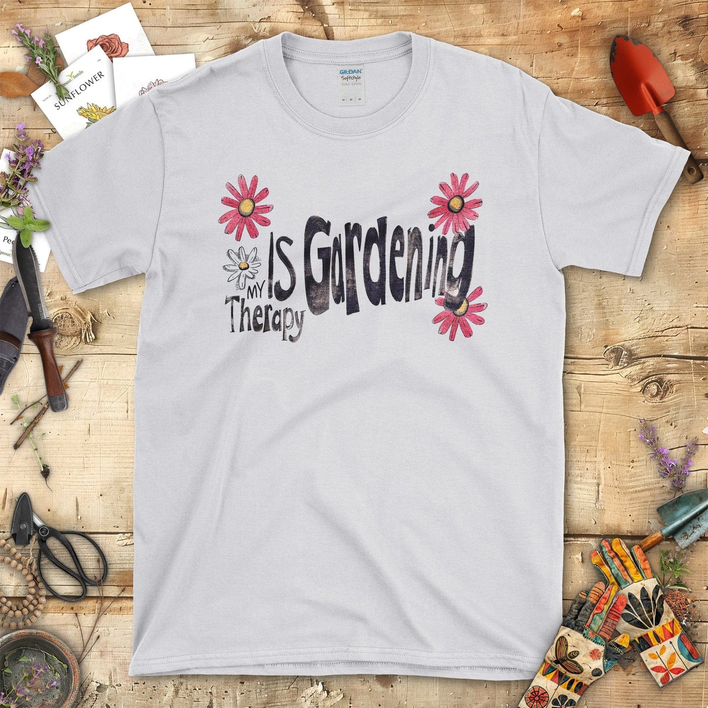 Gardening Is My Therapy Graphic T-Shirt Sport Grey / S T-Shirt