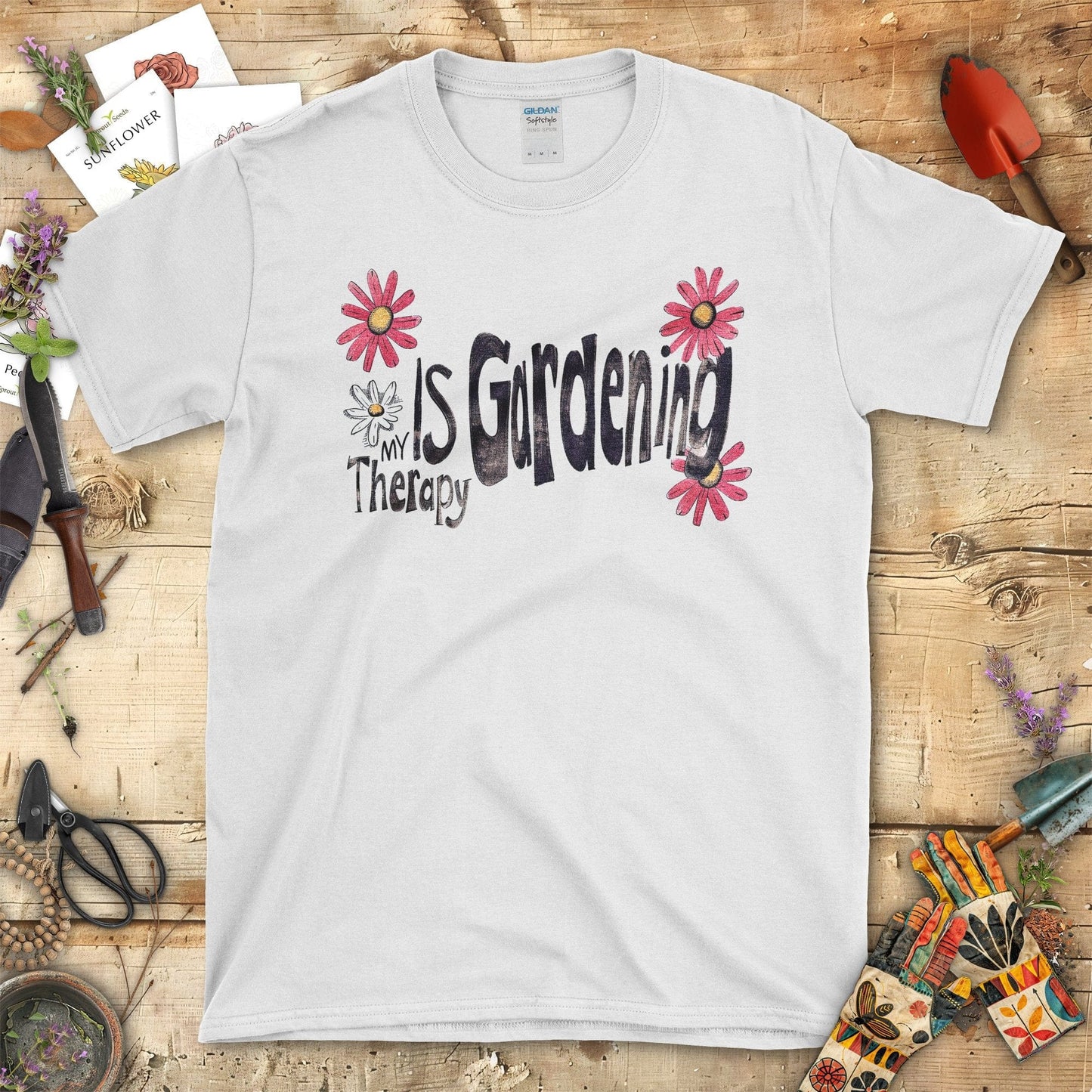 Gardening Is My Therapy Graphic T-Shirt White / S T-Shirt