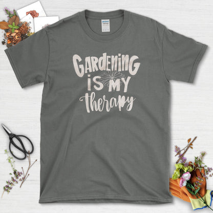 Gardening is My Therapy Positive Motivation T-Shirt Charcoal / S T-Shirt