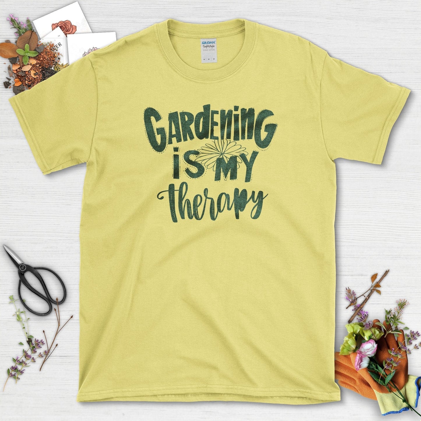 Gardening is My Therapy Positive Motivation T-Shirt Cornsilk / S T-Shirt