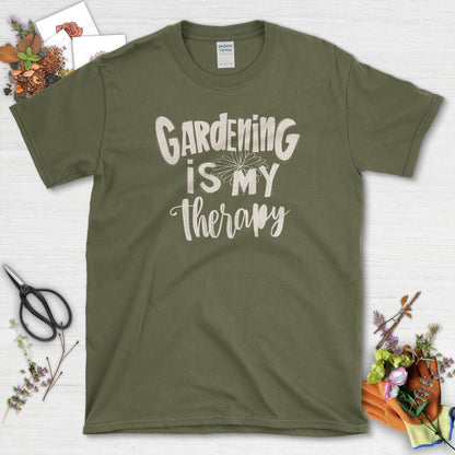Gardening is My Therapy Positive Motivation T-Shirt Military Green / S T-Shirt