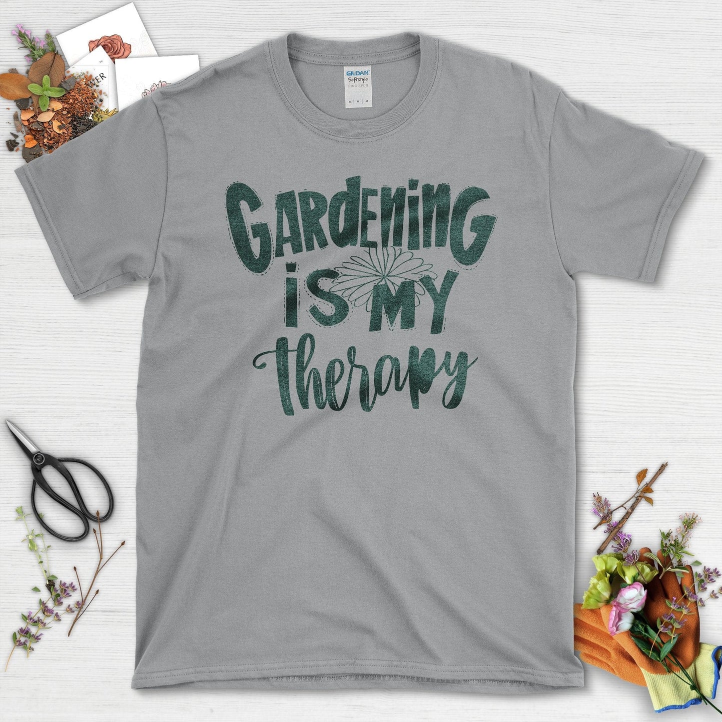 Gardening is My Therapy Positive Motivation T-Shirt Sport Grey / S T-Shirt