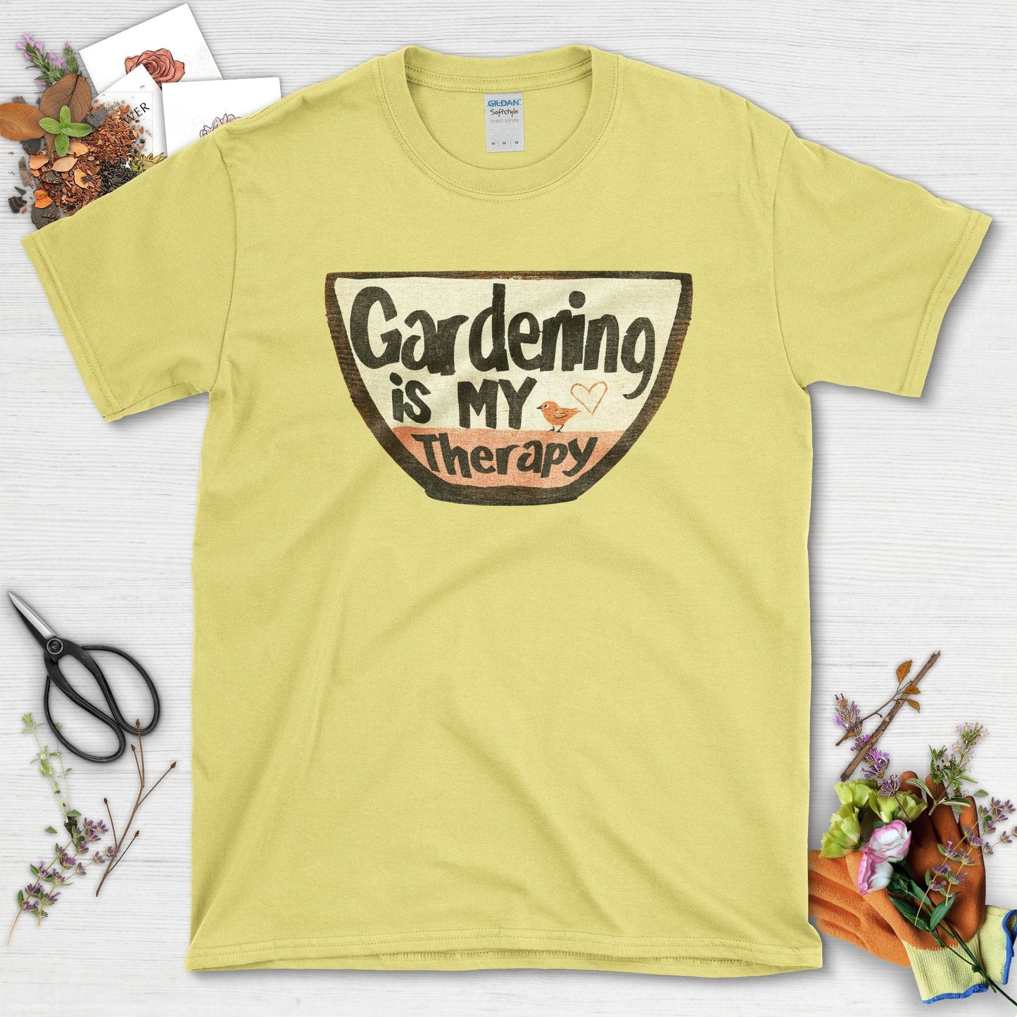 Gardening is My Therapy Quote Graphic T-Shirt Cornsilk / S T-Shirt