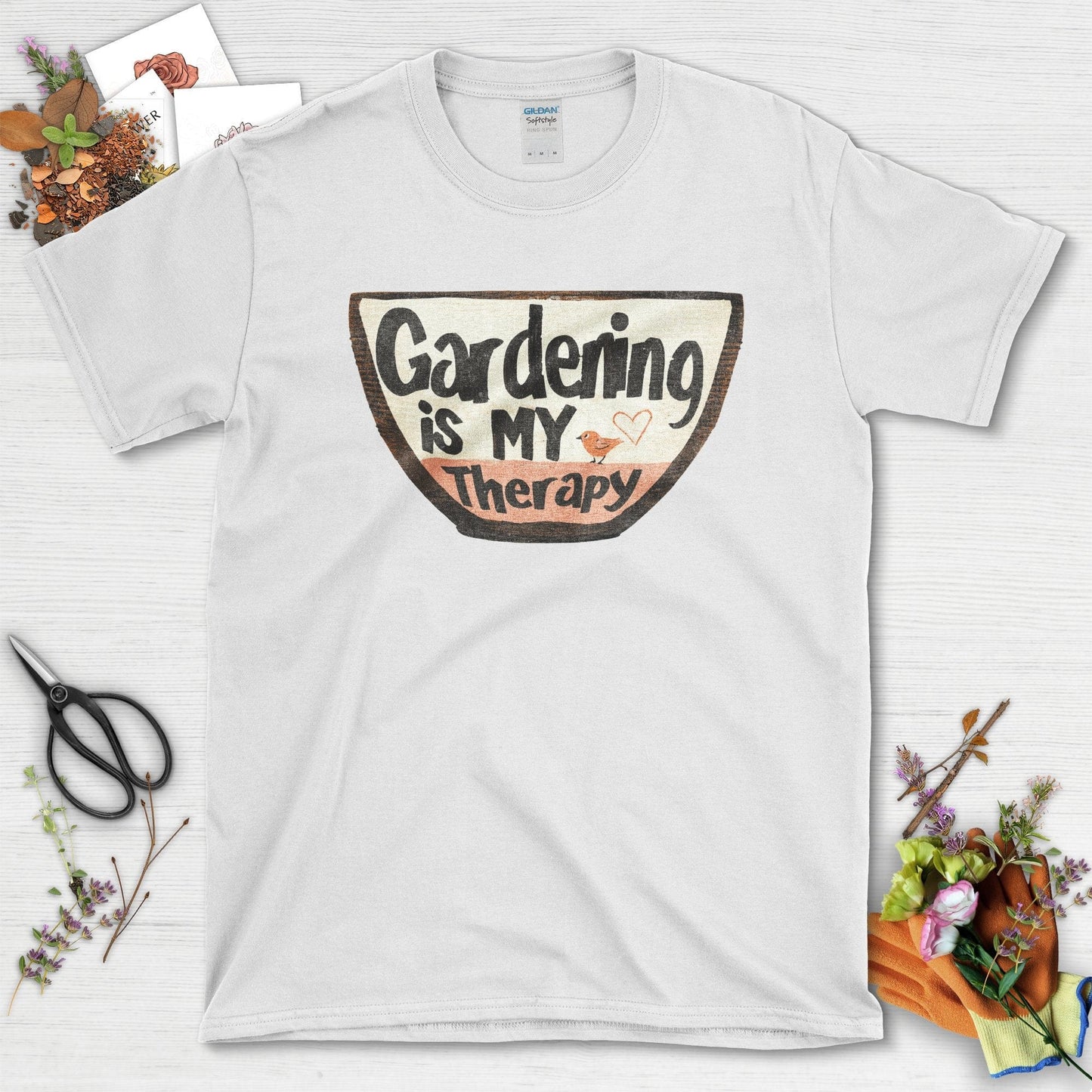 Gardening is My Therapy Quote Graphic T-Shirt White / S T-Shirt