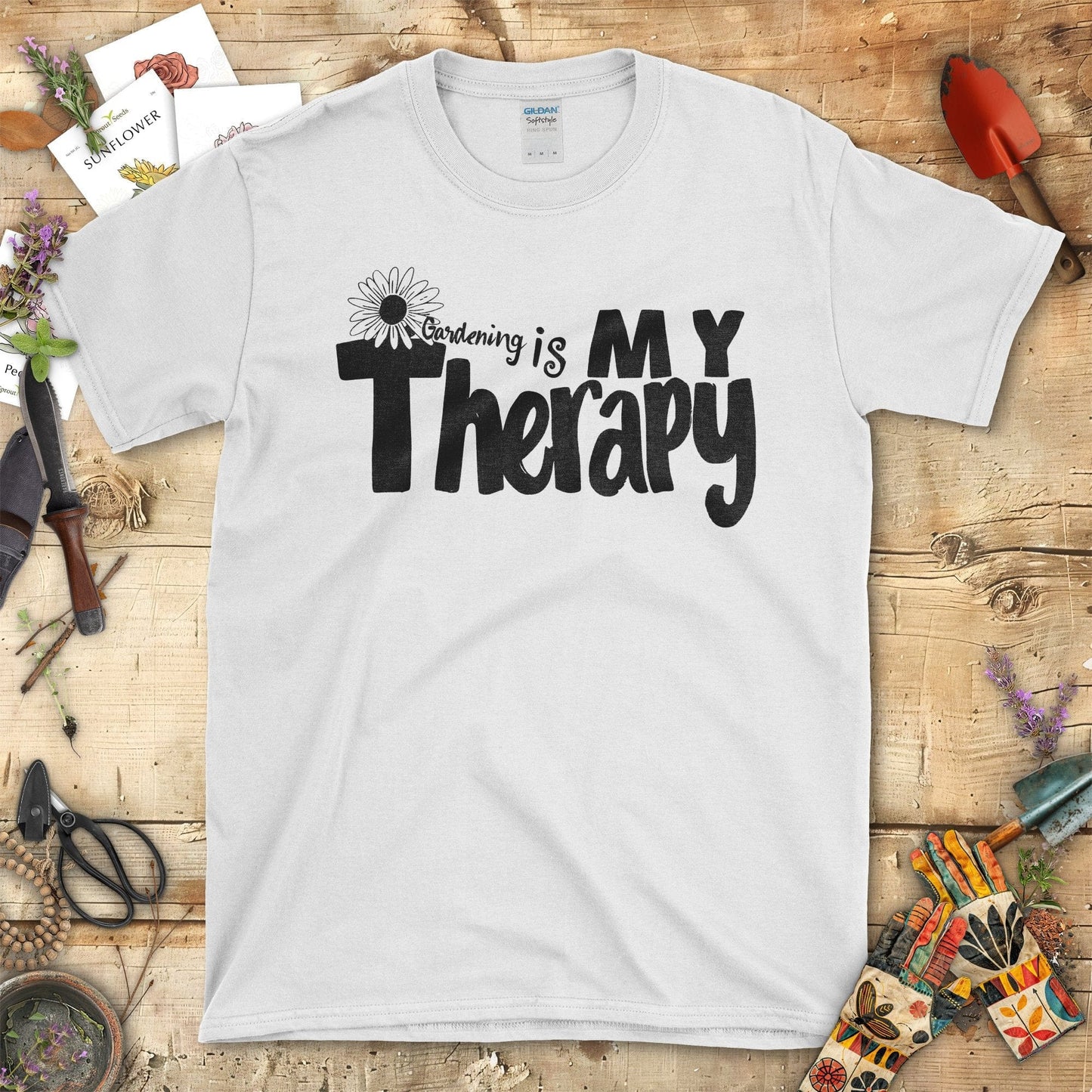 Gardening is My Therapy Vibrant Graphic T-Shirt White / S T-Shirt