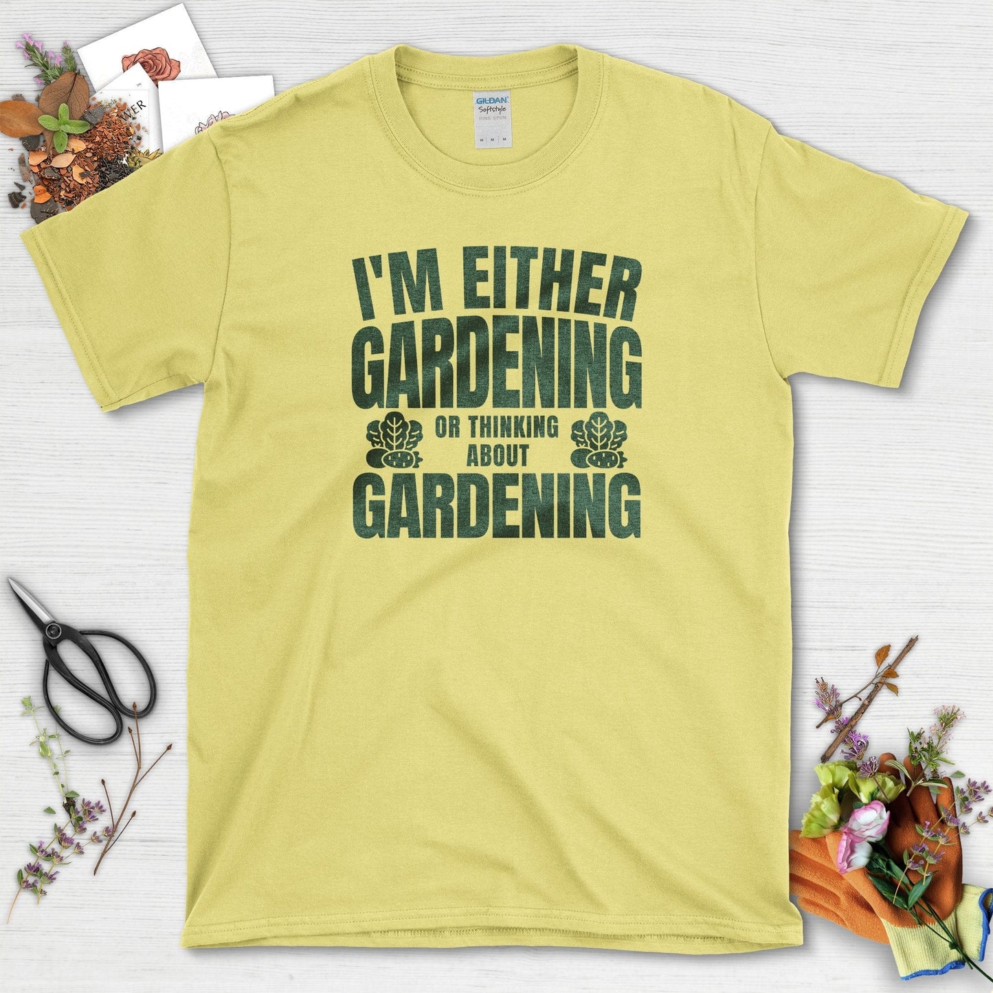 Gardening or Thinking About Gardening T-Shirt Cornsilk / S T-Shirt