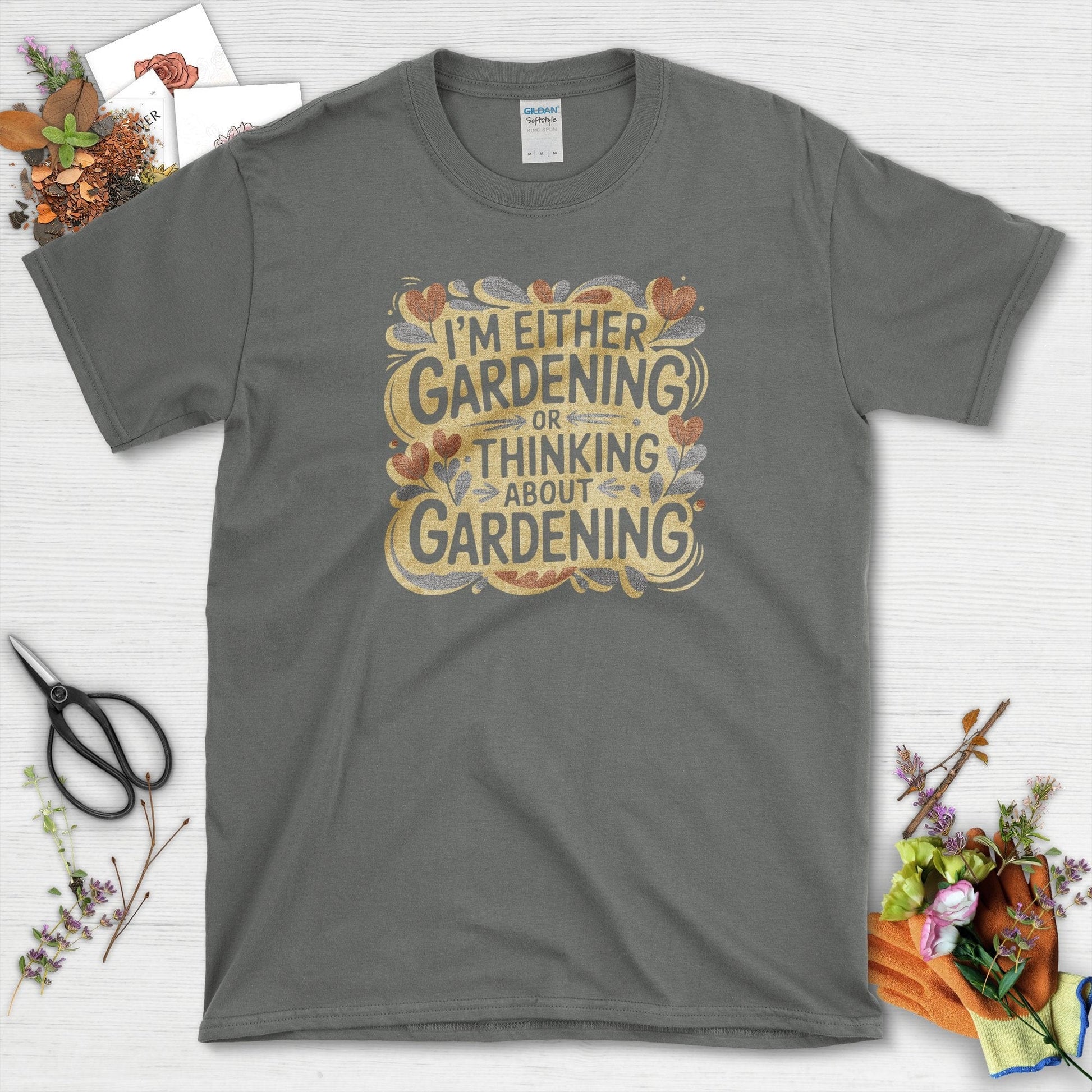 Gardening or Thinking About It T-Shirt Charcoal / S T-Shirt