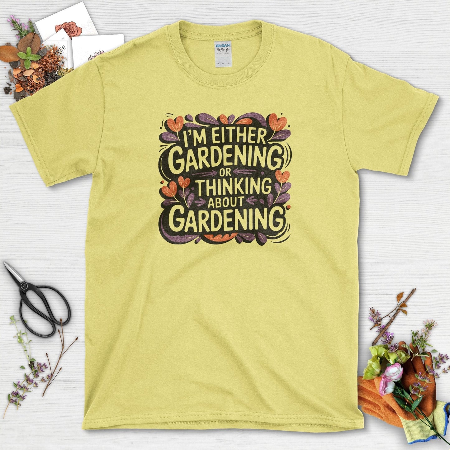 Gardening or Thinking About It T-Shirt Cornsilk / S T-Shirt