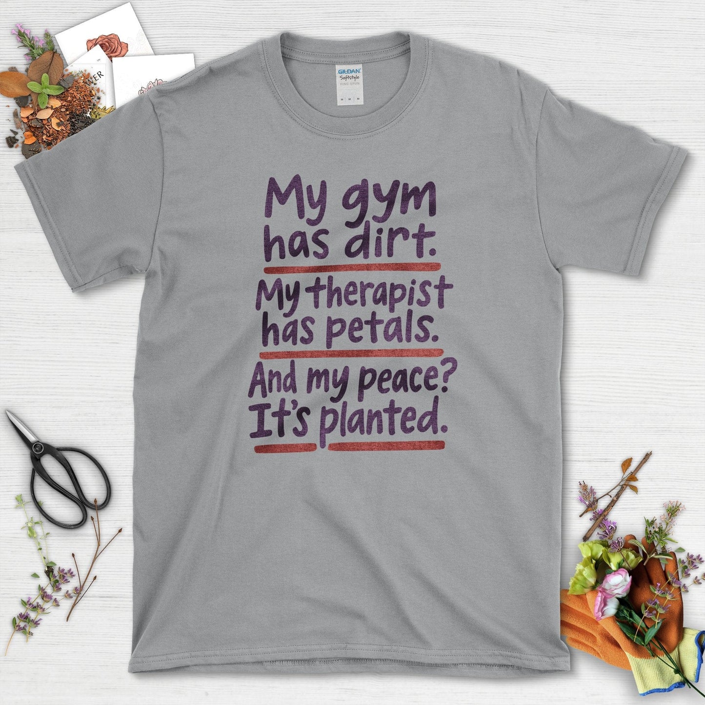 Gardening Peaceful Therapy T-Shirt Sport Grey / S Physical Item