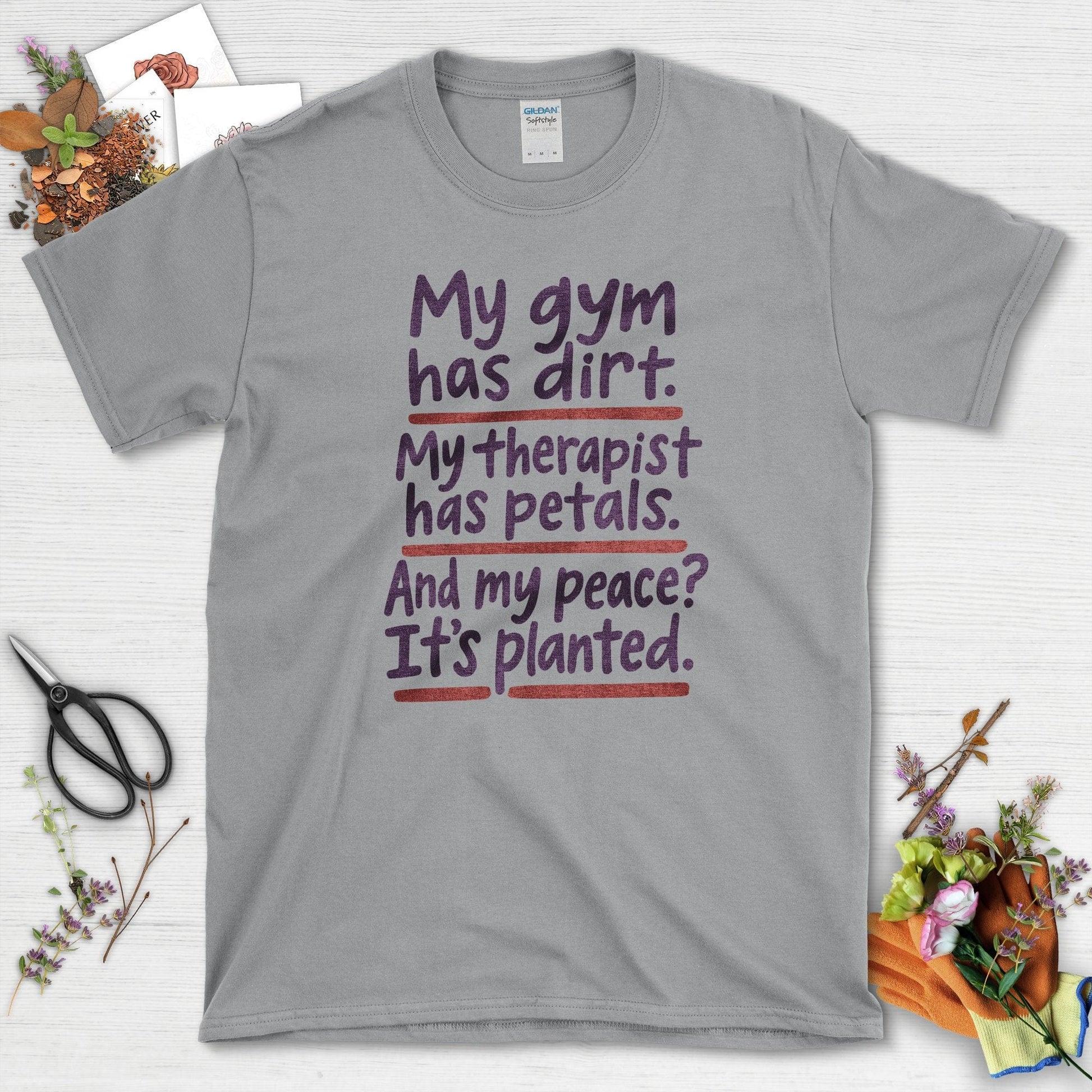 Gardening Peaceful Therapy T-Shirt Sport Grey / S Physical Item