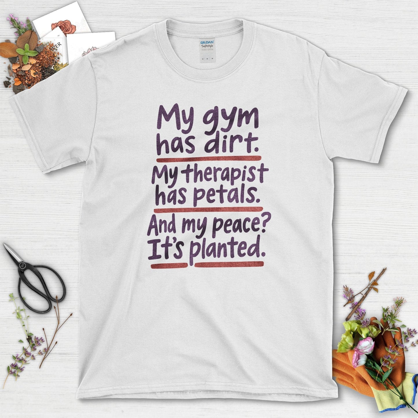 Gardening Peaceful Therapy T-Shirt White / S Physical Item