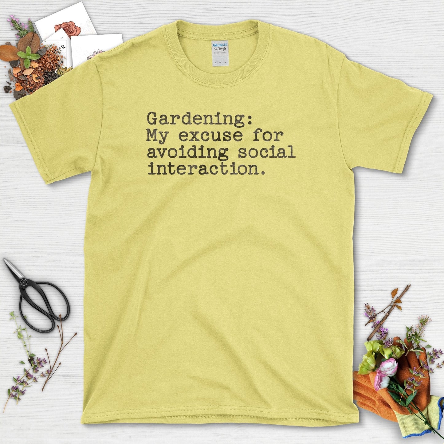 Gardening Social Interaction Avoidance T-Shirt Cornsilk / S T-Shirt