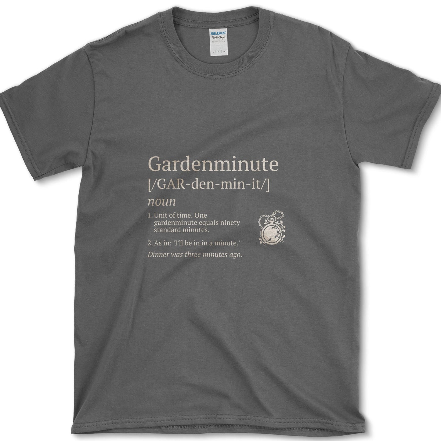 Gardenminute design featuring garden time artwork on a t-shirt