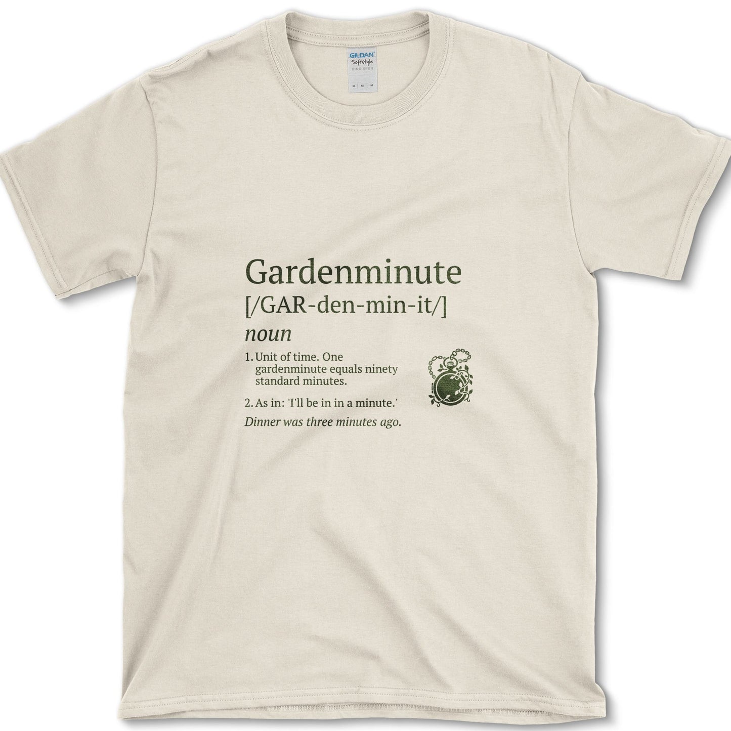 Gardenminute design featuring garden time artwork on a t-shirt